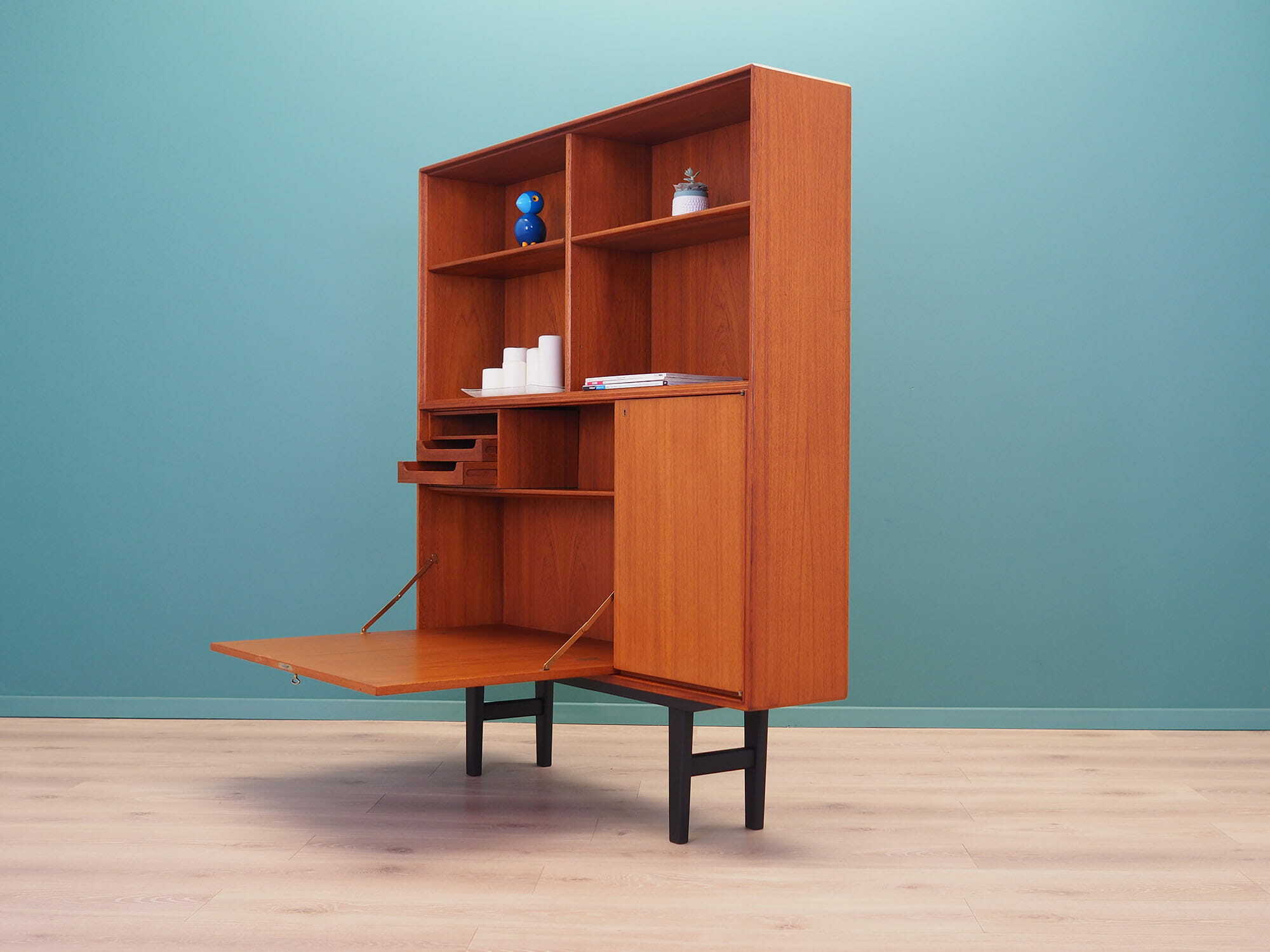 Vintage bookshelf Teak brown 1960s 6
