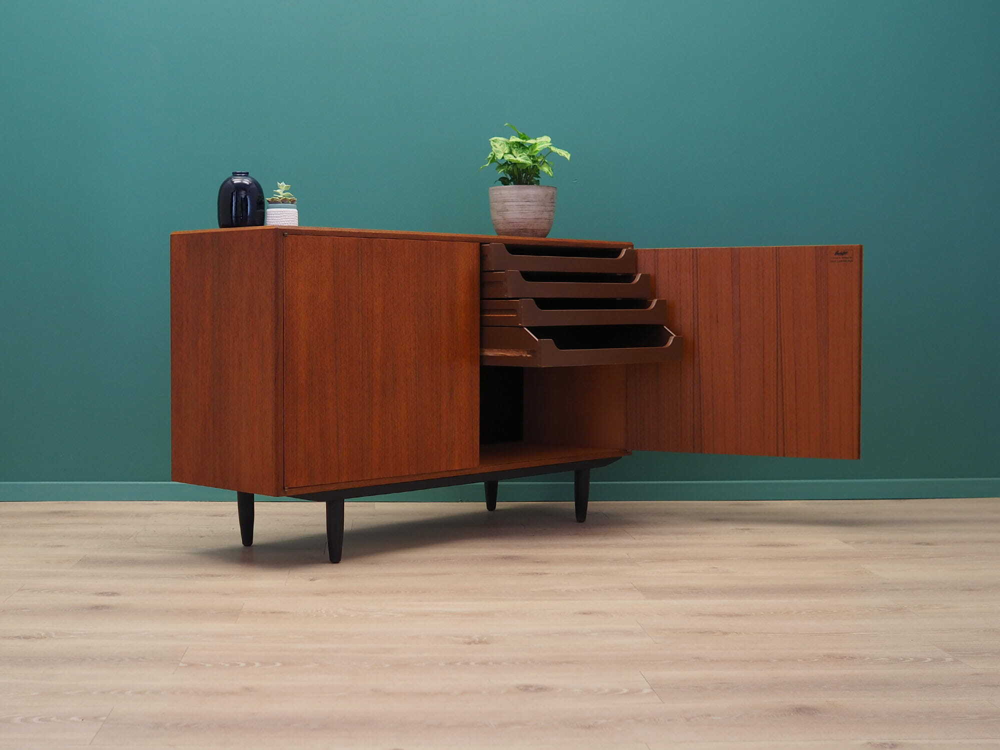 Vintage Schrank Teakholz Braun 1960er Jahre 5