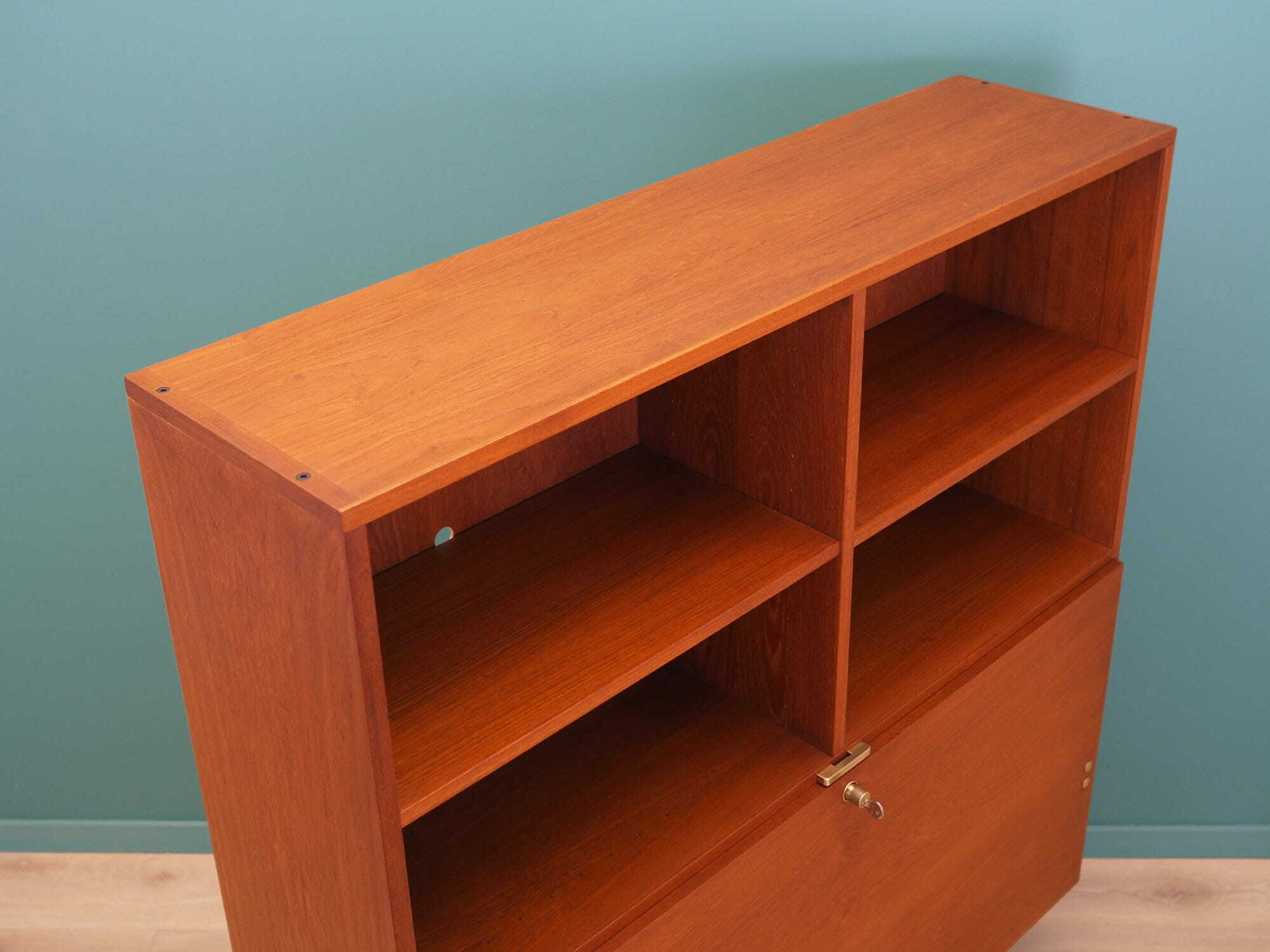 Vintage Bookshelf Teak Wood Brown 1970s 5