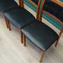 4x Vintage Chair Beech Wood Faux Leather Black 1970s 3