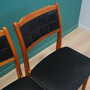 4x Vintage Chair Beech Wood Faux Leather Black 1970s 4