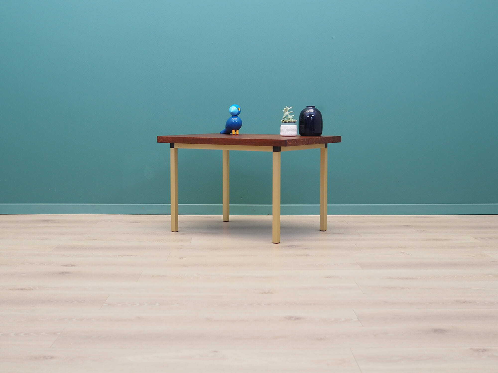 Vintage Coffee Table Wood Metal Brown 1970s 2