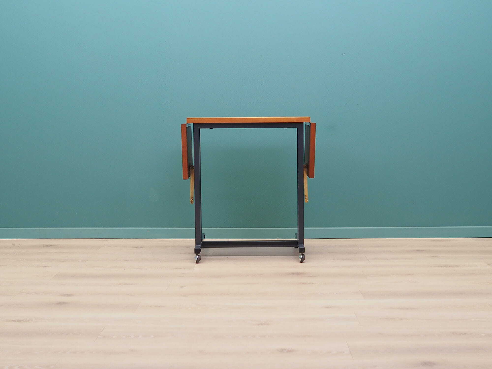 Vintage Table Wood Metal Brown 1970s 5
