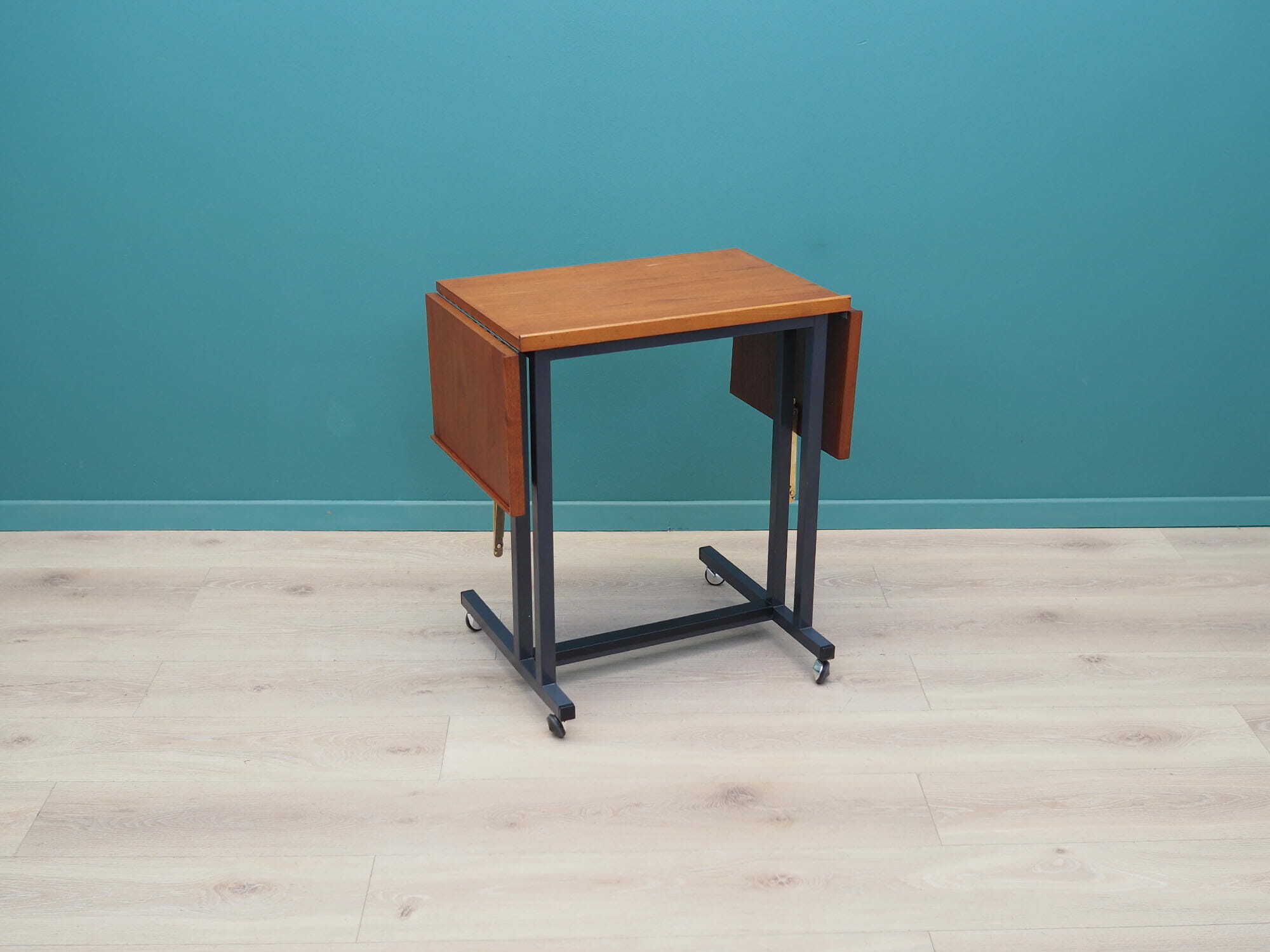 Vintage Table Wood Metal Brown 1970s 6