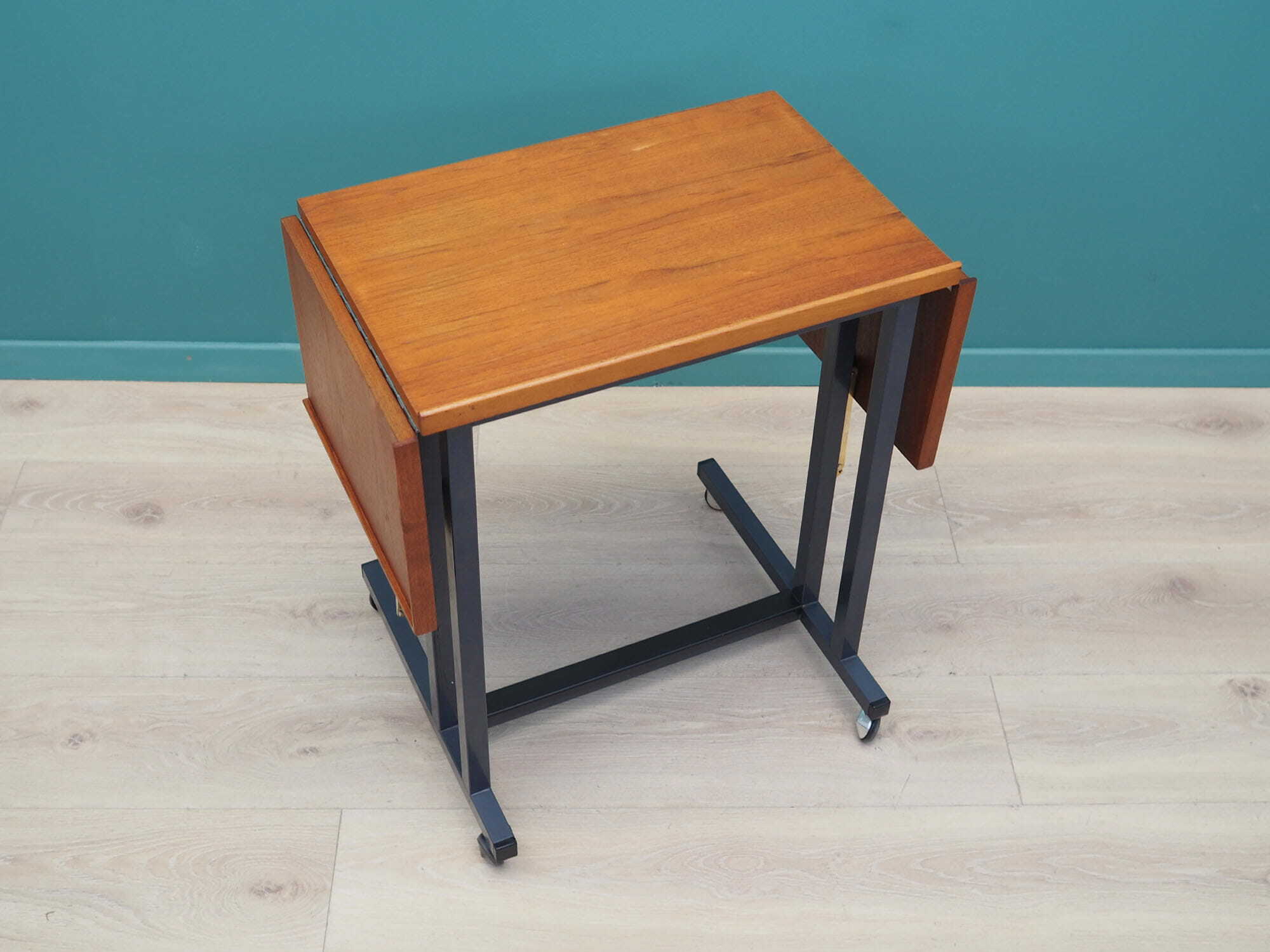 Vintage Table Wood Metal Brown 1970s 7