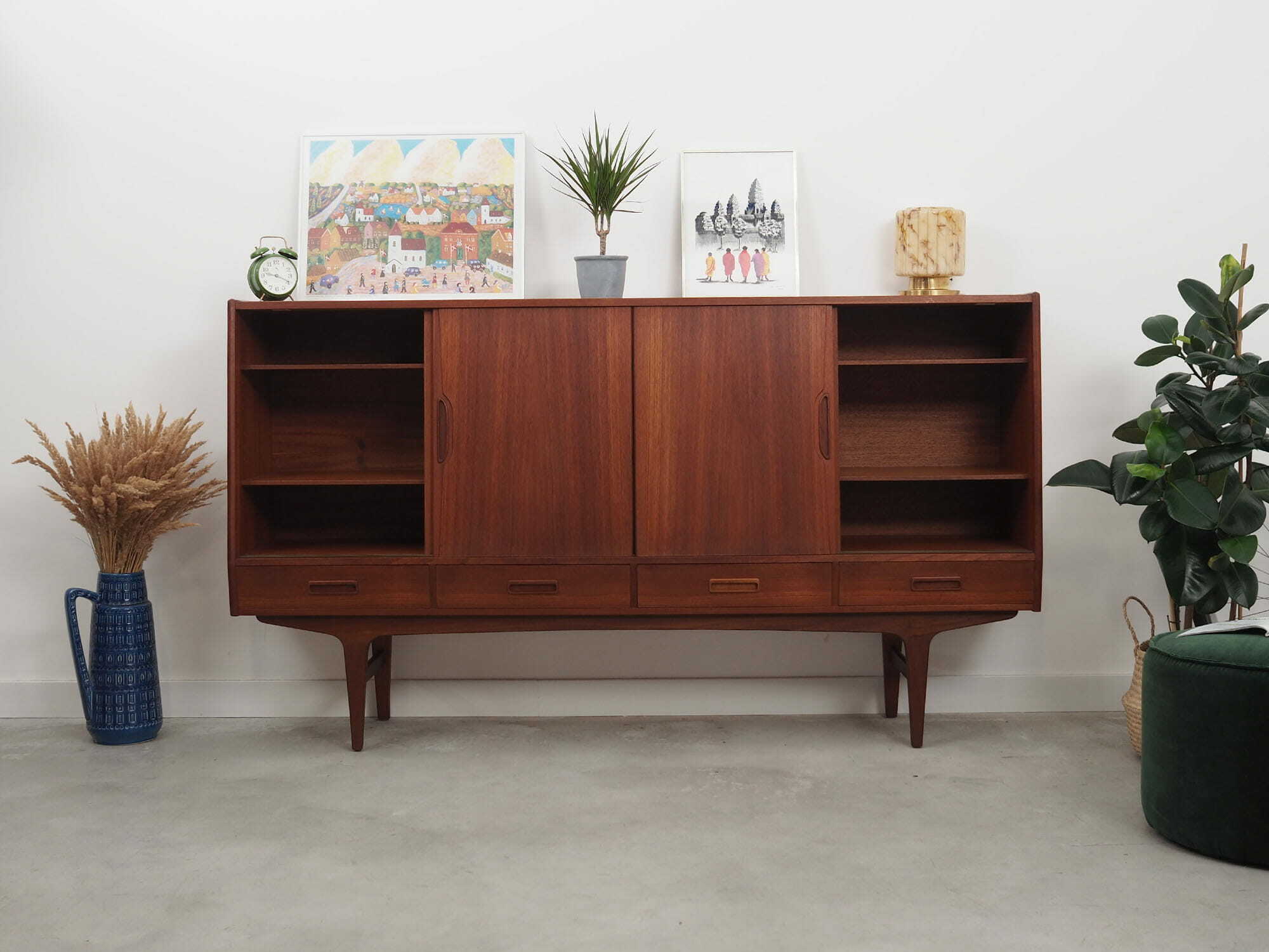 Highboard vintage in legno di teak marrone, anni '60 2
