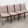 4x Vintage Chair Teak Wood Textile Beige 1970s 2