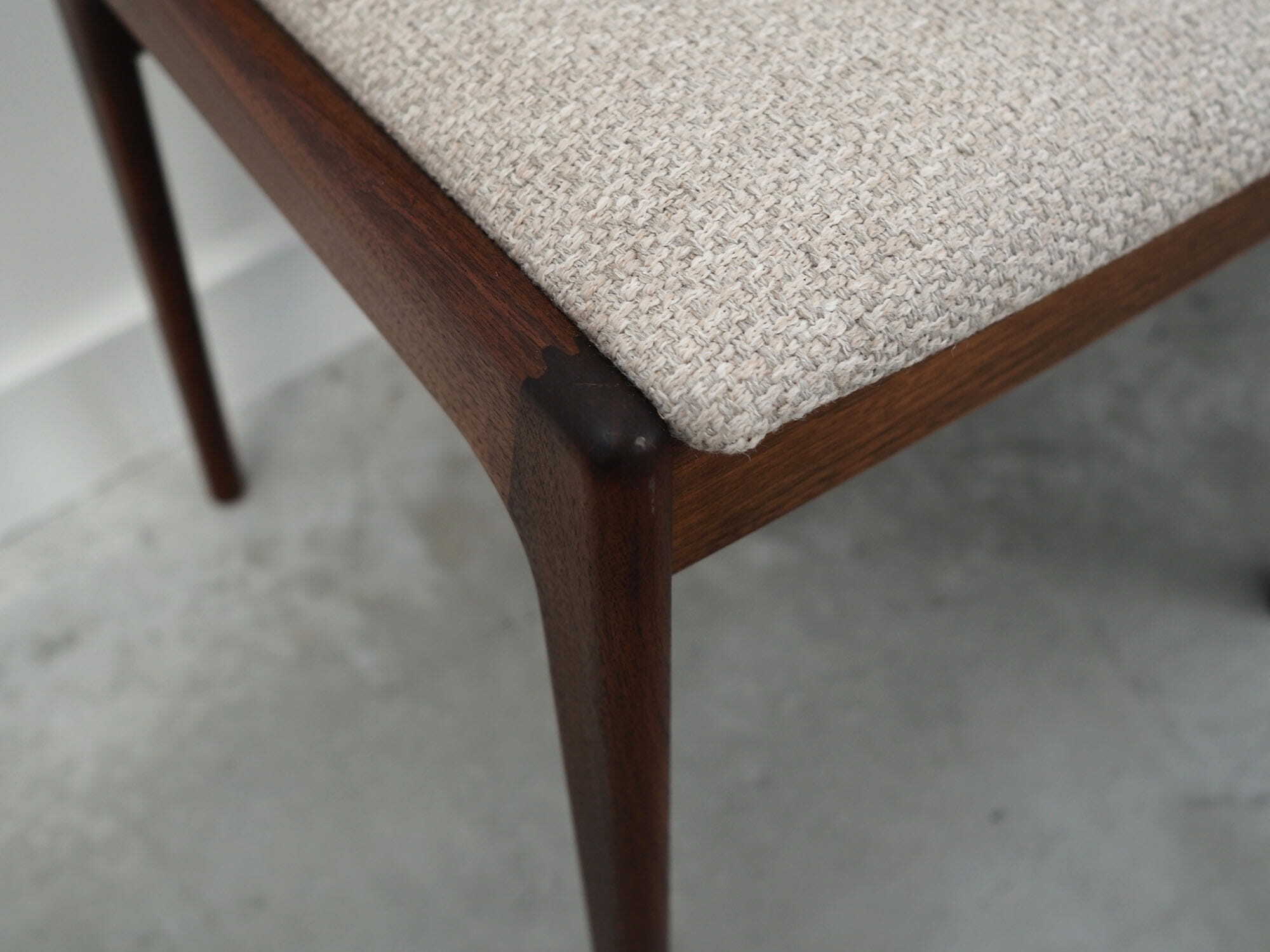 4x Vintage Chair Teak Wood Textile Beige 1970s 3