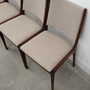 4x Vintage Chair Teak Wood Textile Beige 1970s 5