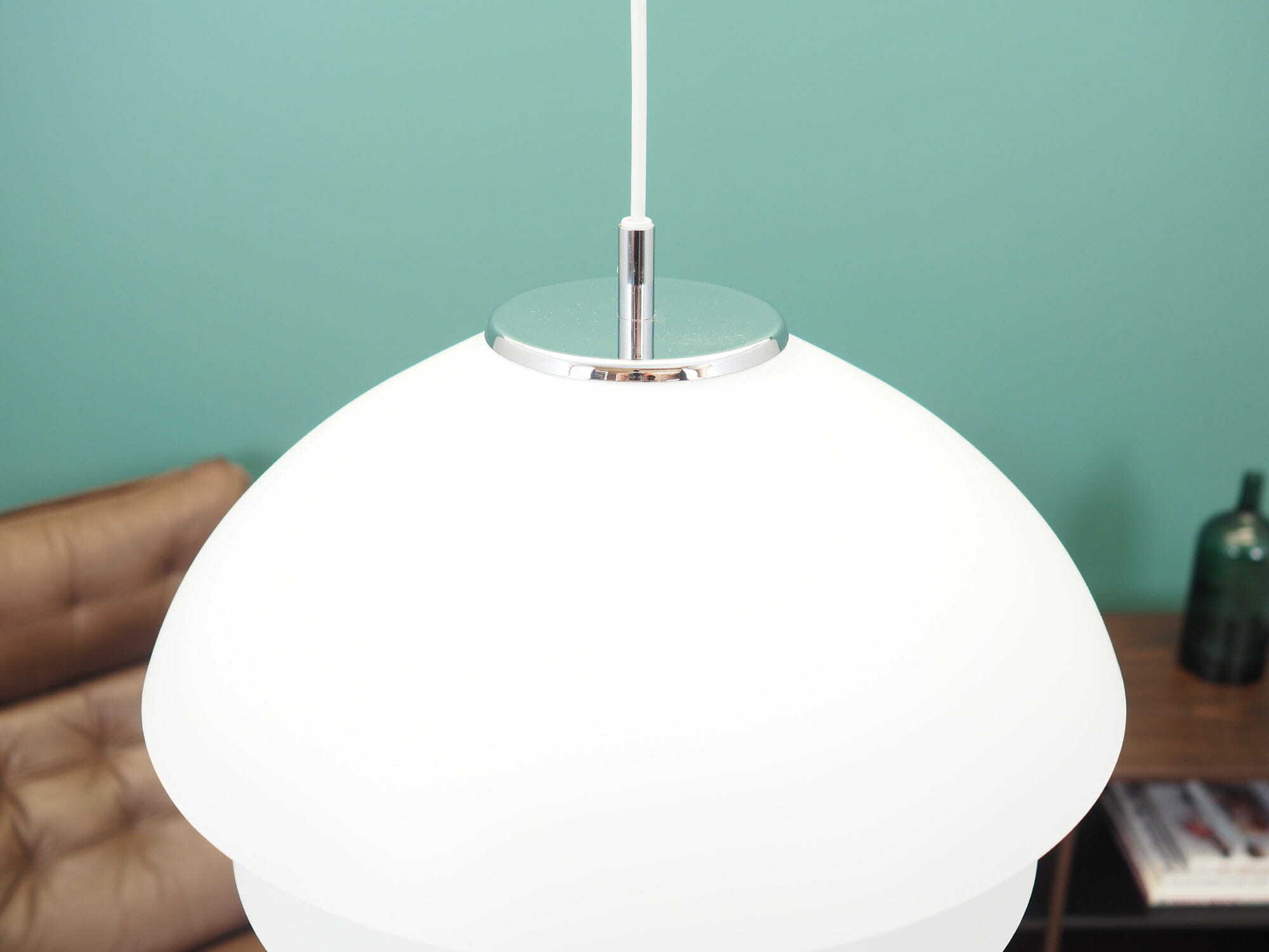 Vintage pendant lamp metal white 1970s 3