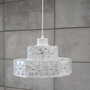 Vintage Lampada a sospensione Vetro Metallo Bianco Anni '70 1