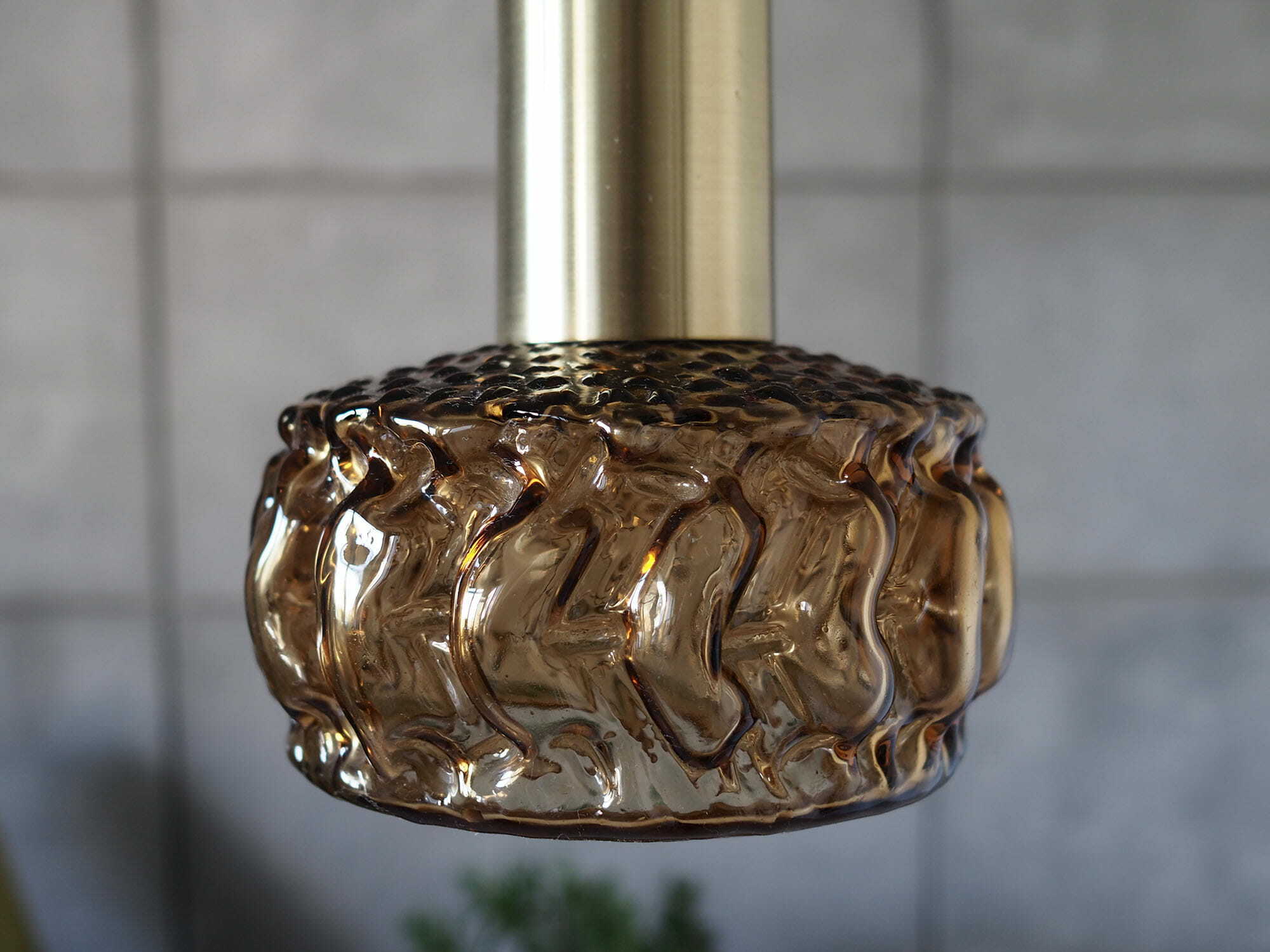 Vintage Pendant Lamp Glass Metal 1970s 3