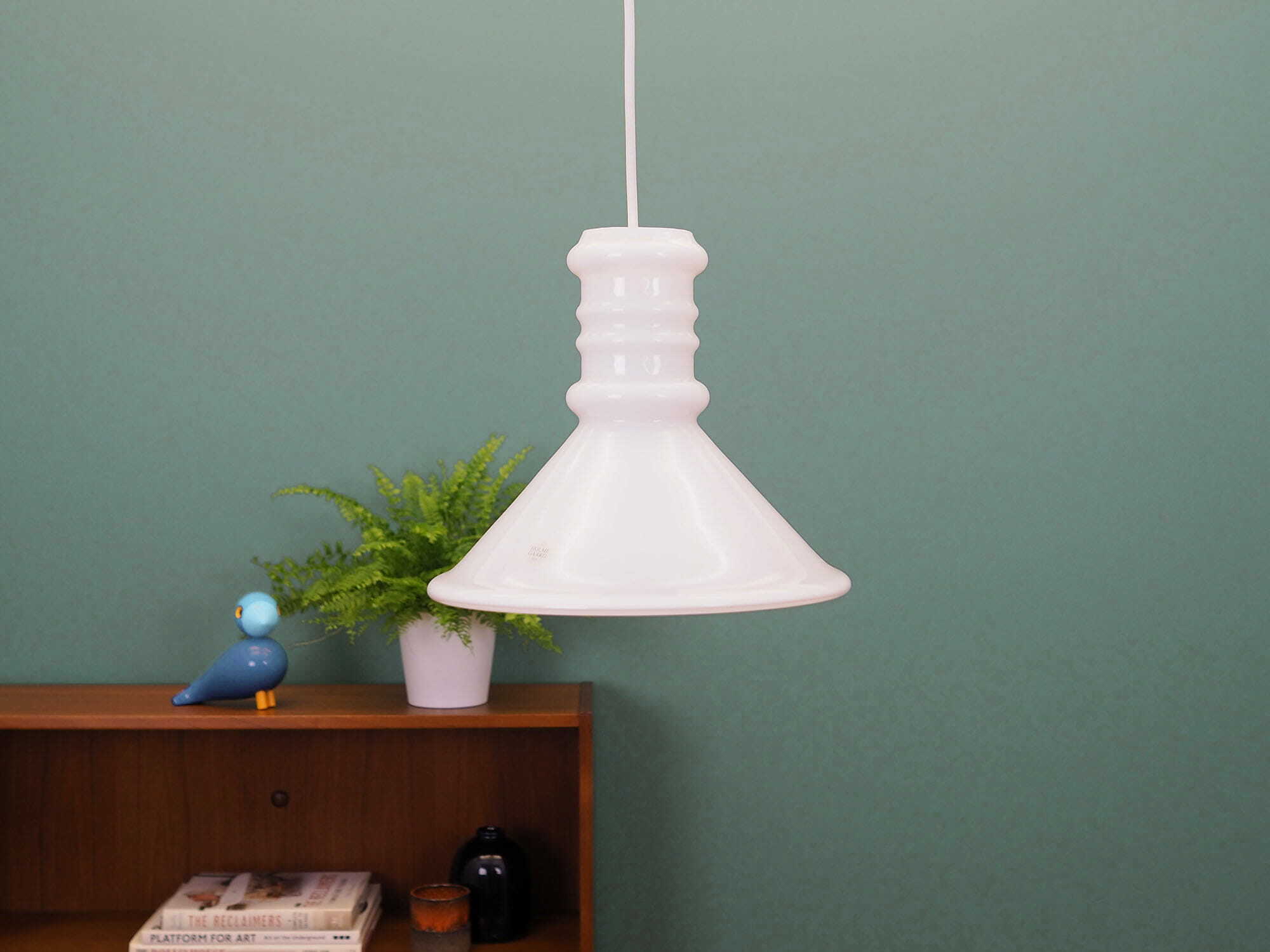 Vintage Pendant Lamp Glass White 1970s 3