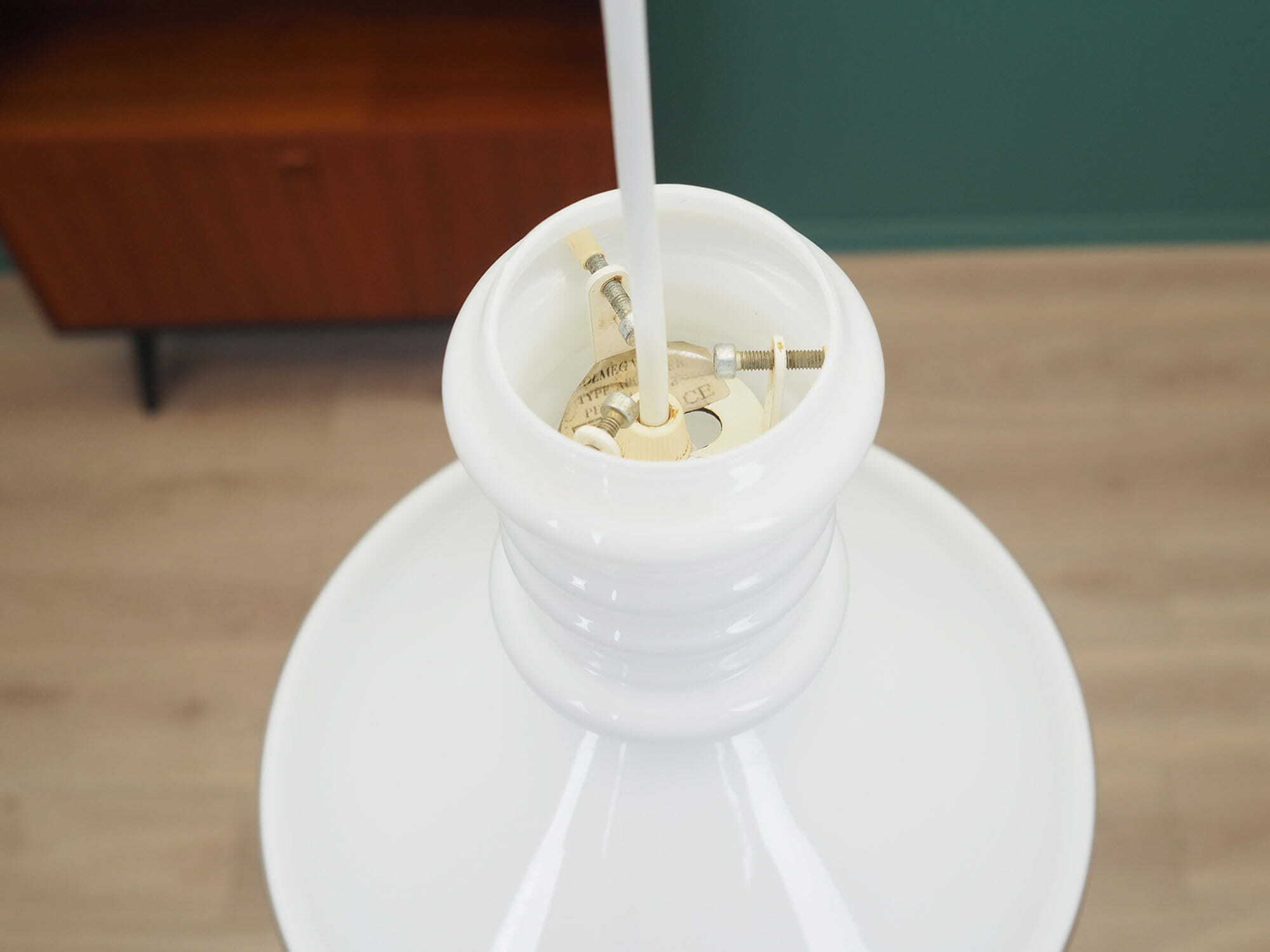 Vintage Pendant Lamp Glass White 1970s 4