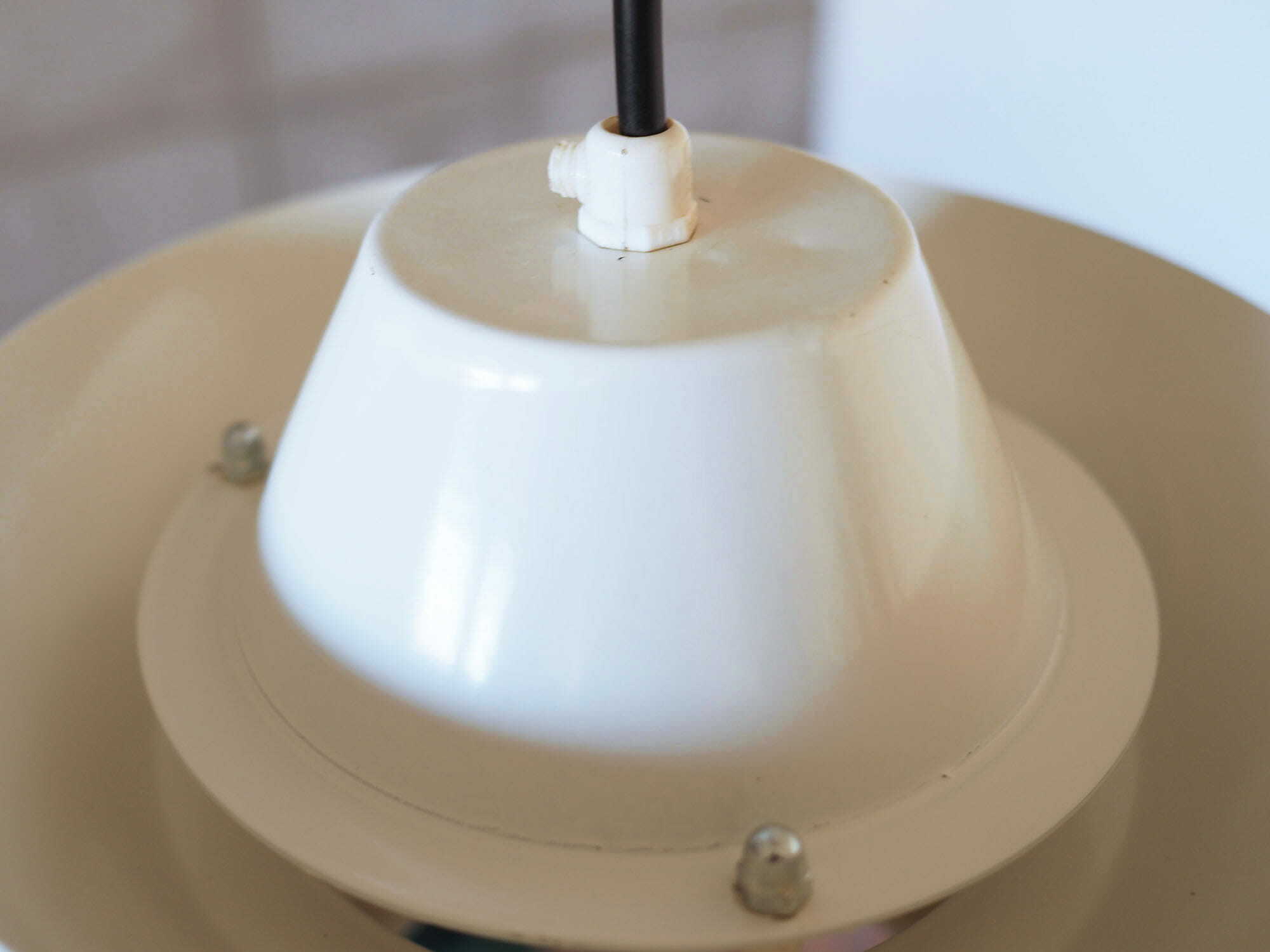 Vintage pendant lamp metal white 1970s 4