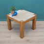 Vintage side table oak wood stone brown 1970s 3