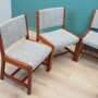 5x Vintage Chair Teak Wood Textile Grey 1970s 2
