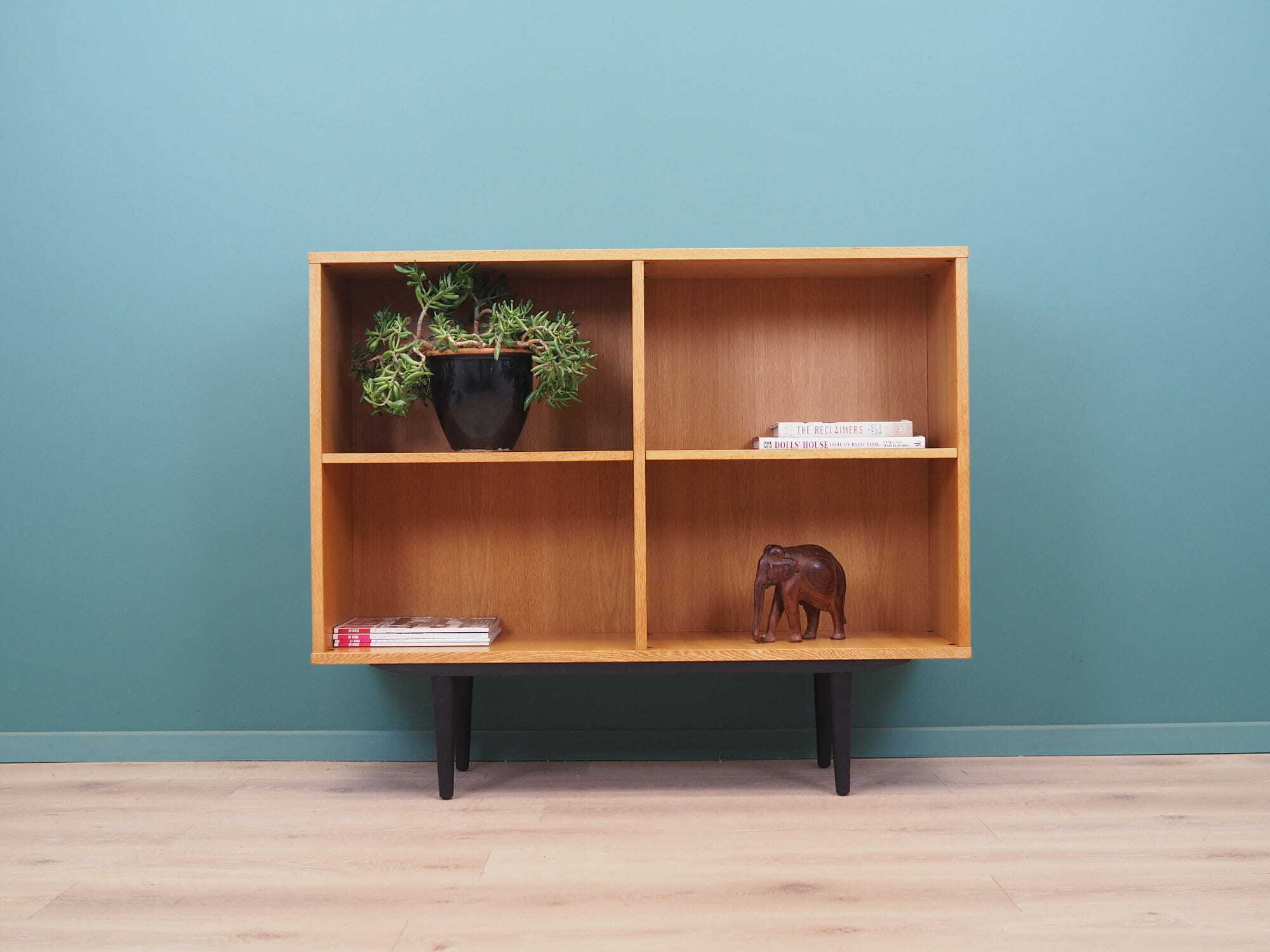 Vintage Bookshelf Ash Wood Brown 1970s 1