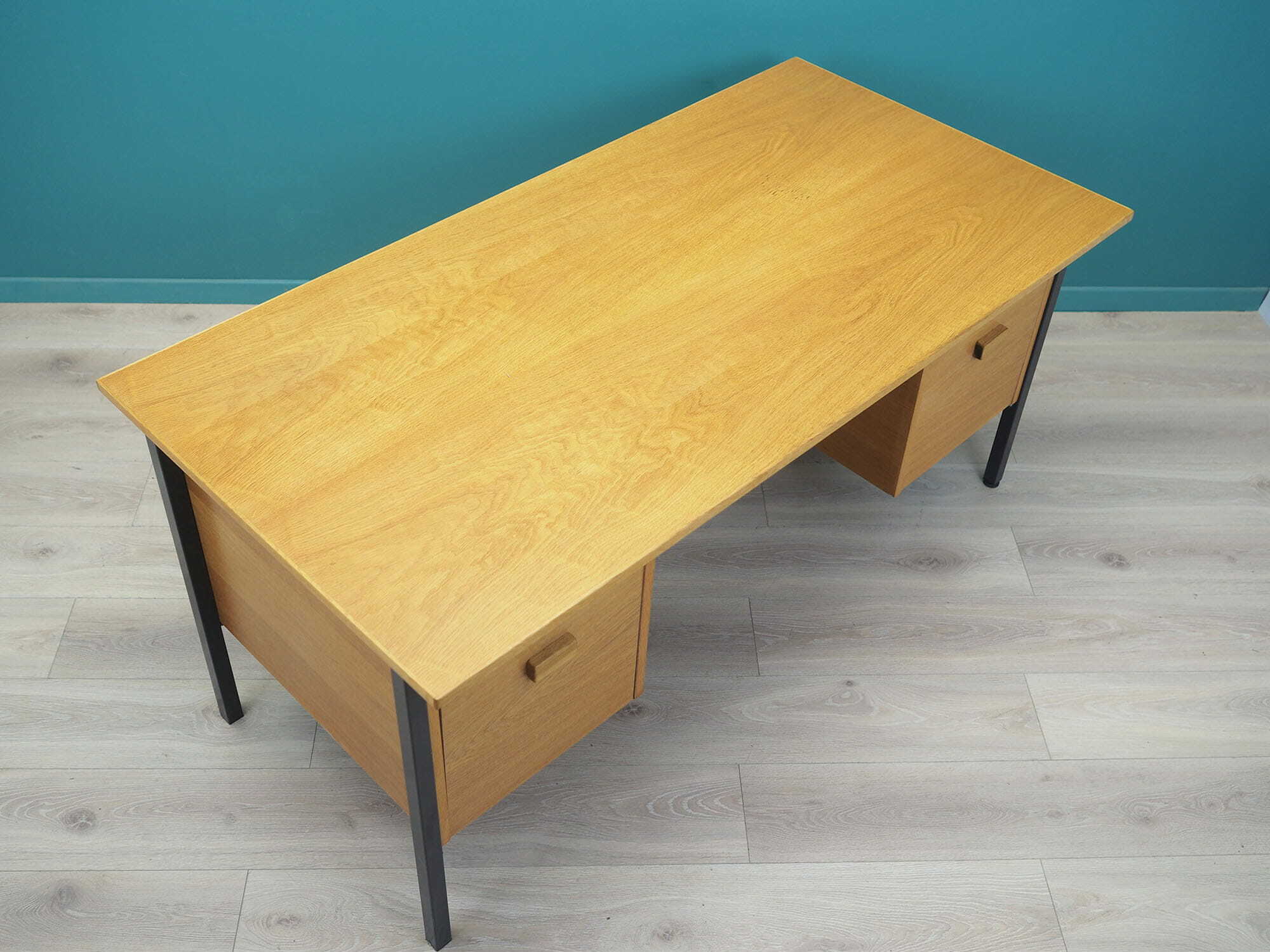 Vintage Desk Ash Wood Brown 1980s 5