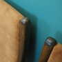 6x Chair Beech wood Velvet Brown 1960s 6