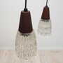 Vintage pendant lamp glass wood brown 1970s 2