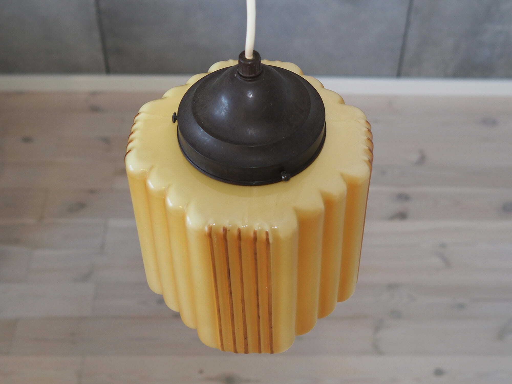 Vintage Pendant Lamp Glass Plastic Yellow 1960s 5