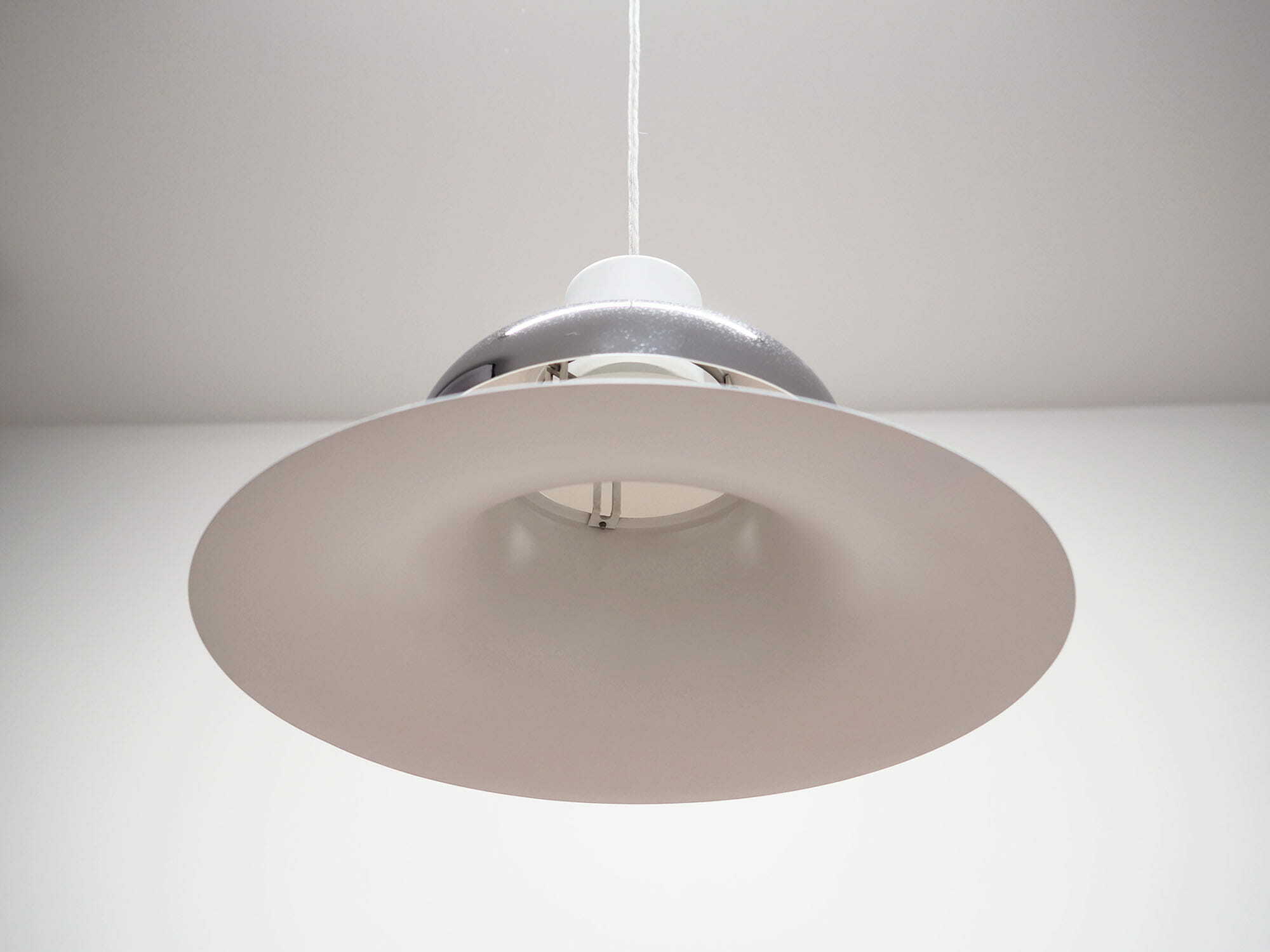 Vintage pendant lamp metal white 1970s 2
