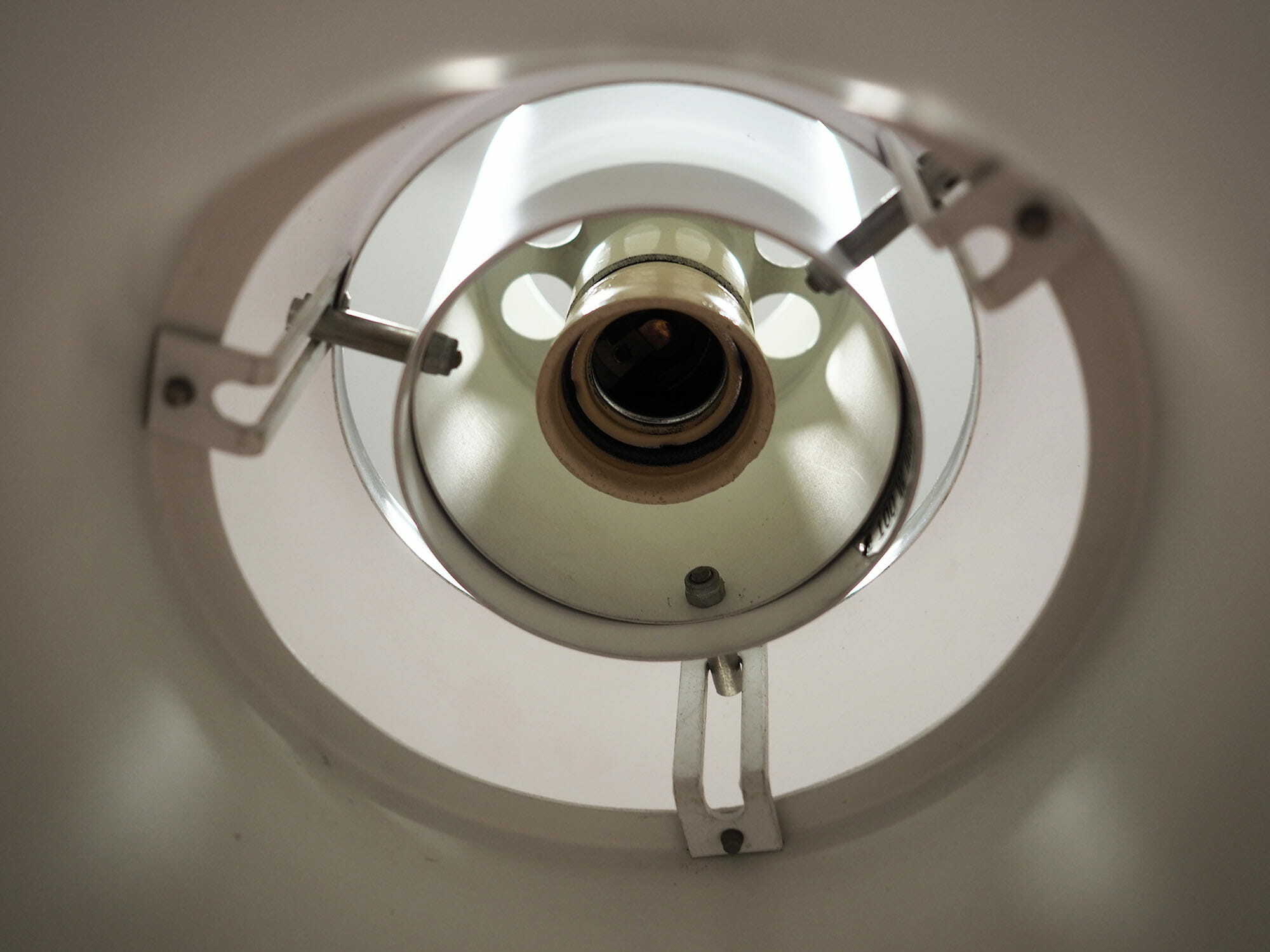 Vintage pendant lamp metal white 1970s 7