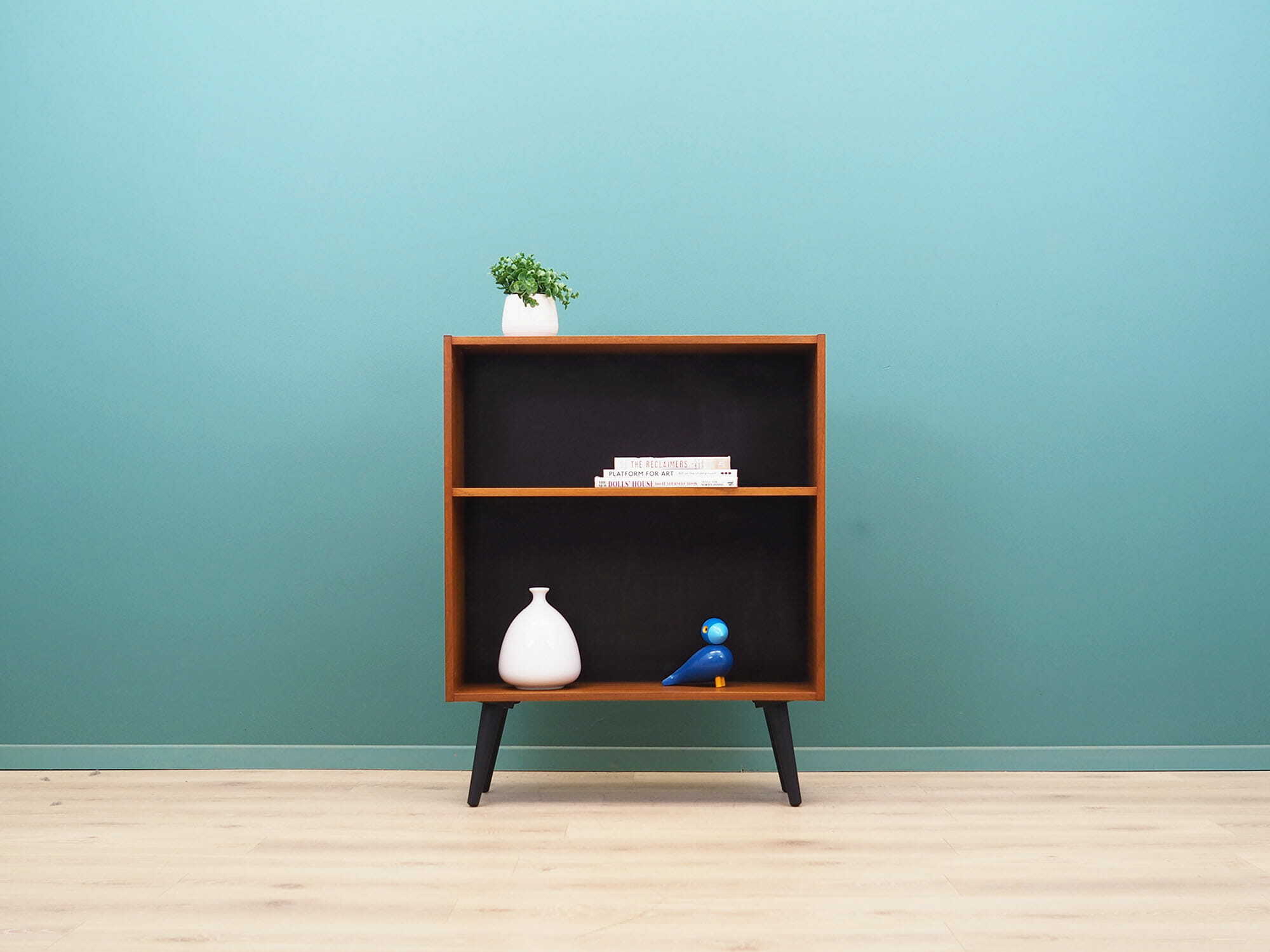 Vintage Bookshelf Teak Wood Brown 1970s 1