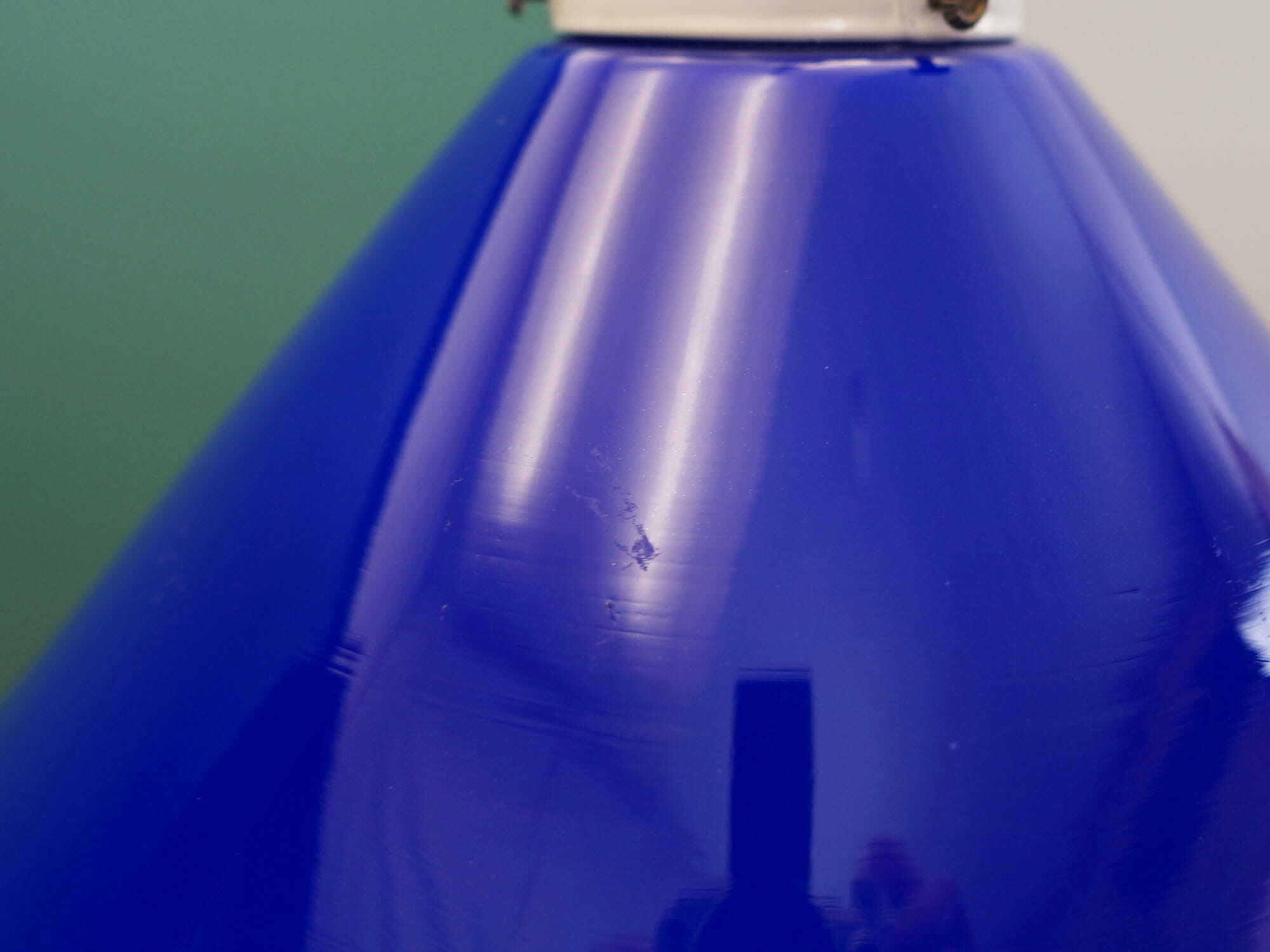 Vintage Pendant Lamp Glass Metal Blue 1970s 6