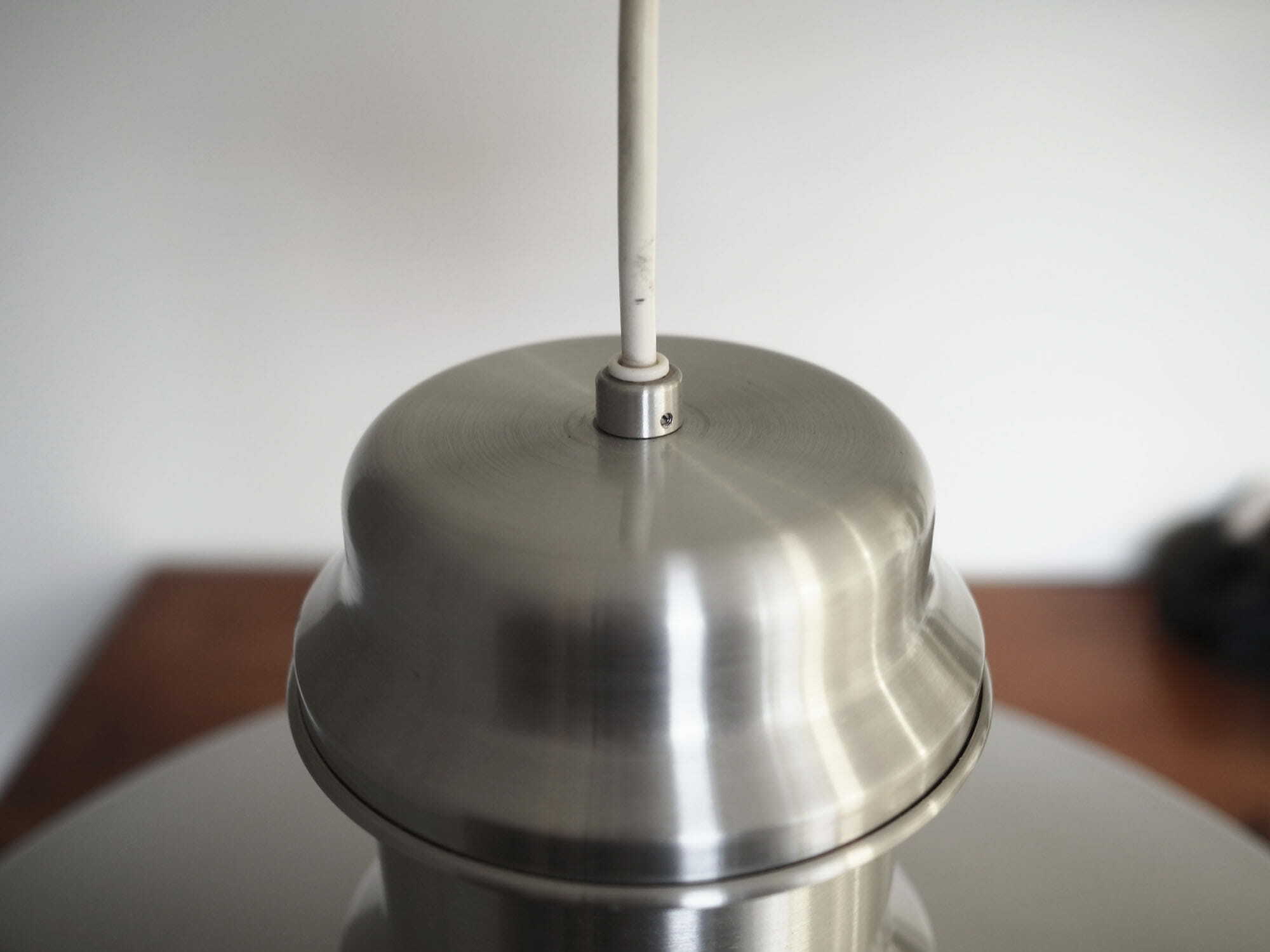 Vintage pendant lamp metal silver 1970s 7