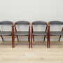 4x Vintage Chair Teak Wood Leather Gray 1960s 1