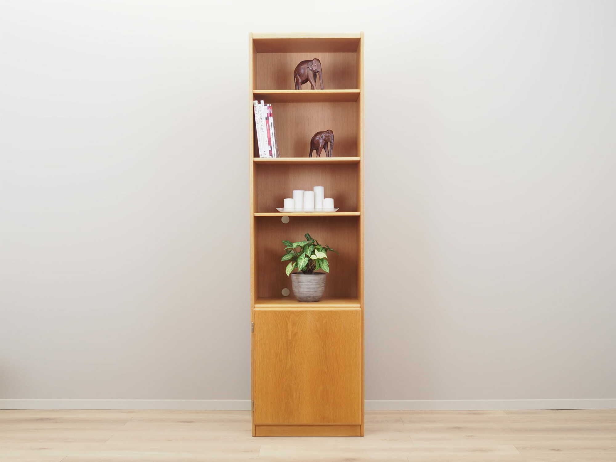 Vintage bookshelf, ash wood, brown, 1960s 1
