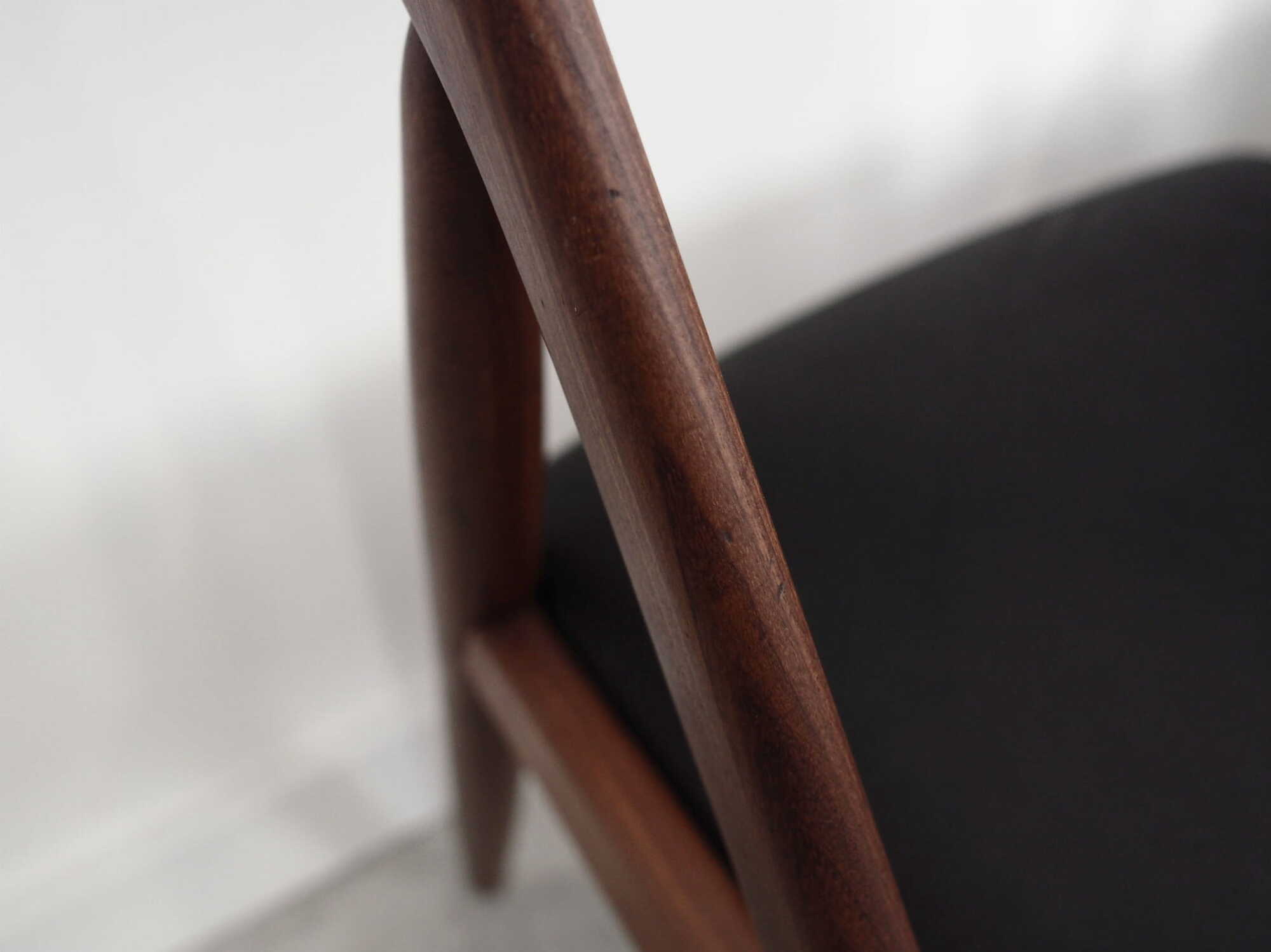 4x Vintage Chair Teak Wood Textile Black 1970s 4