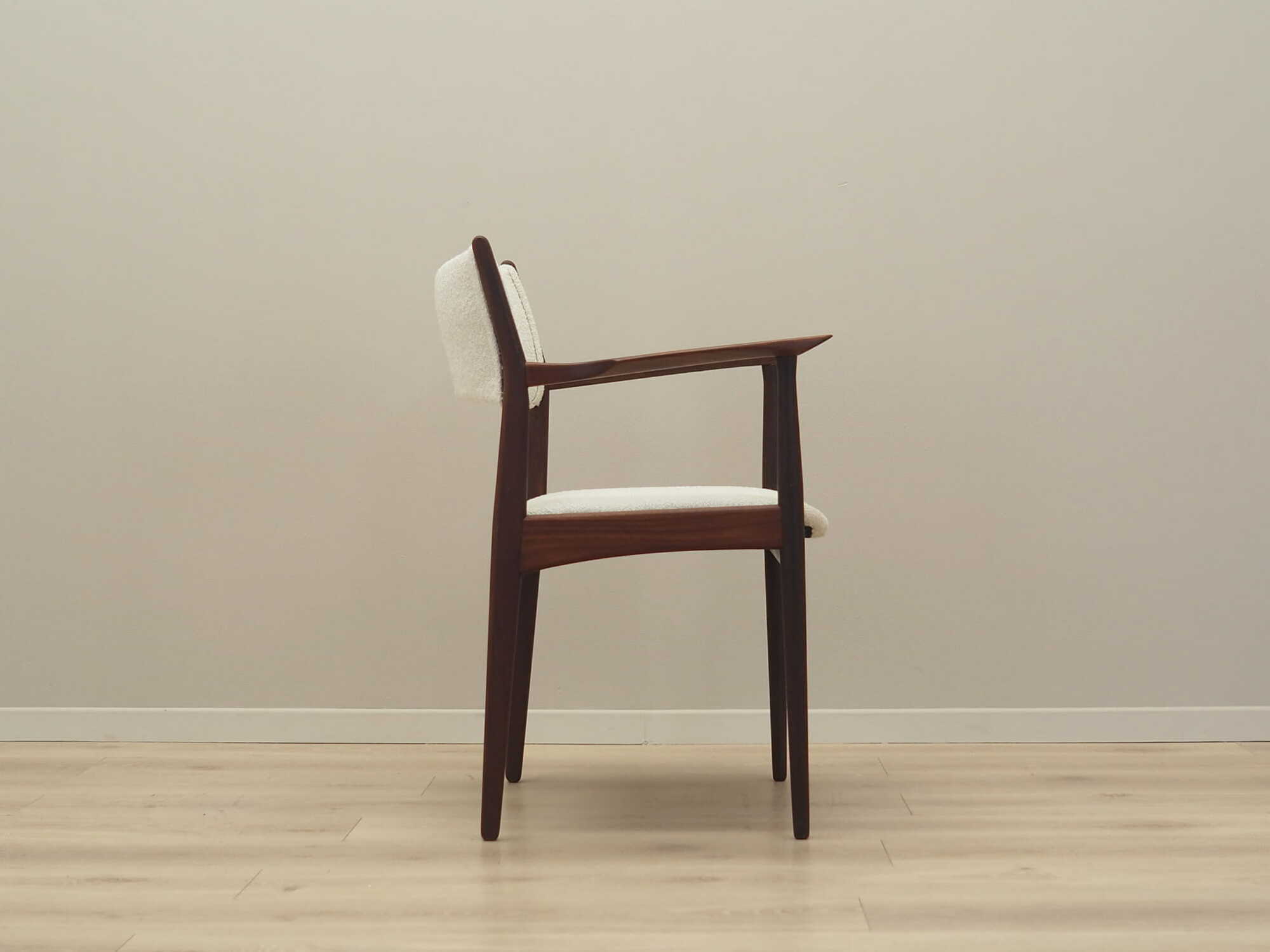 Vintage armchair Teak wood Textile Cream 1960s 6