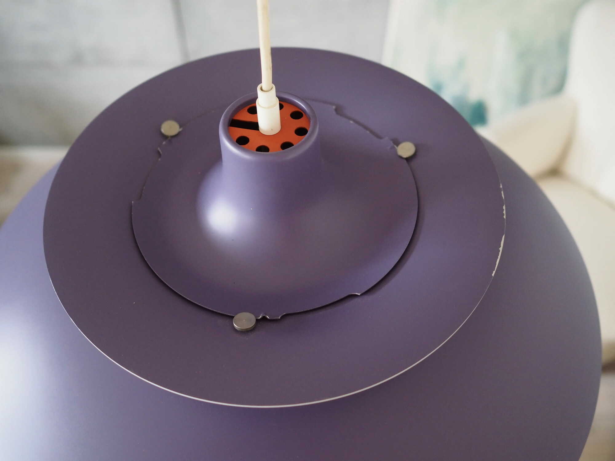 Vintage Pendant Lamp Metal Purple 1970s 5