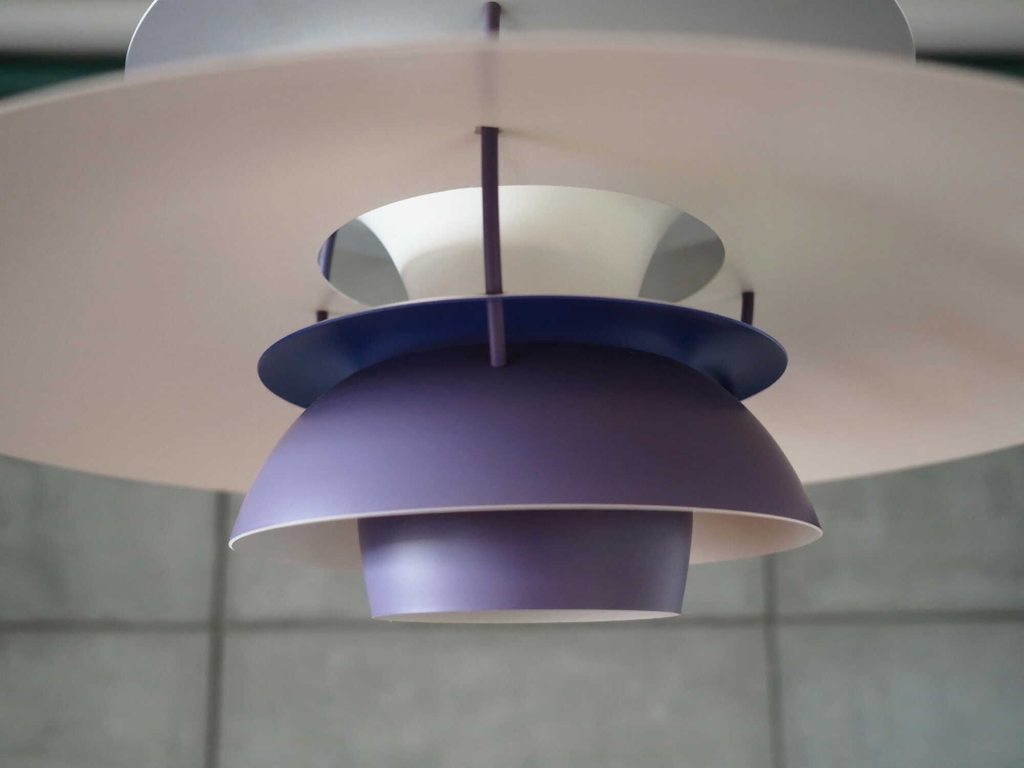 Vintage Pendant Lamp Metal Purple 1970s 8