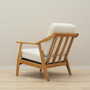 Vintage armchair oak wood textile cream 1960s 3