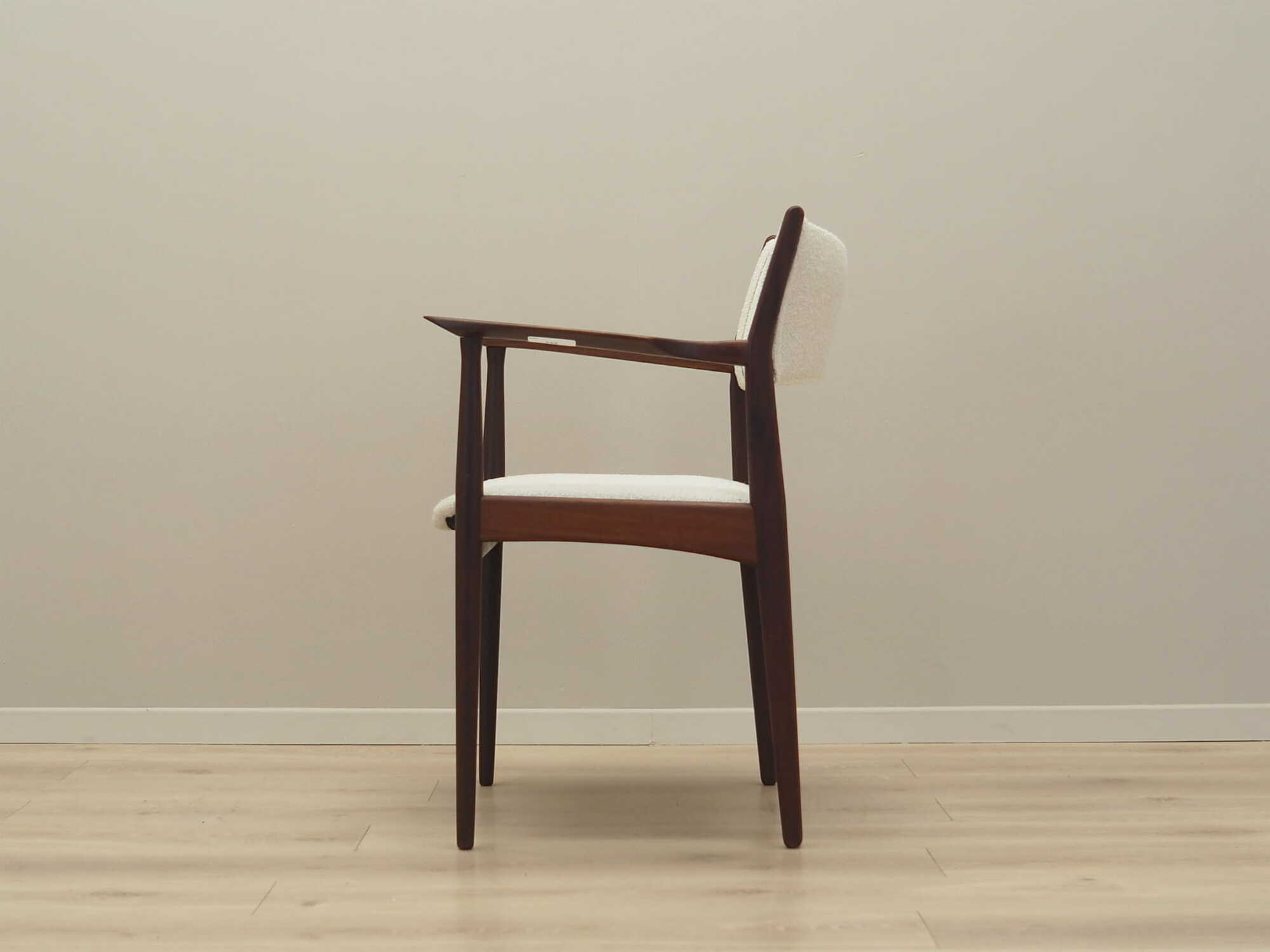 Vintage armchair Teak wood Textile Cream 1960s 2