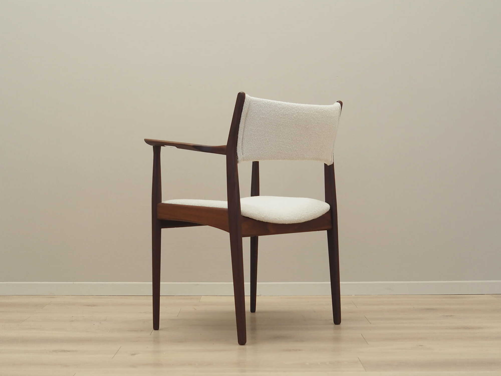 Vintage armchair Teak wood Textile Cream 1960s 3