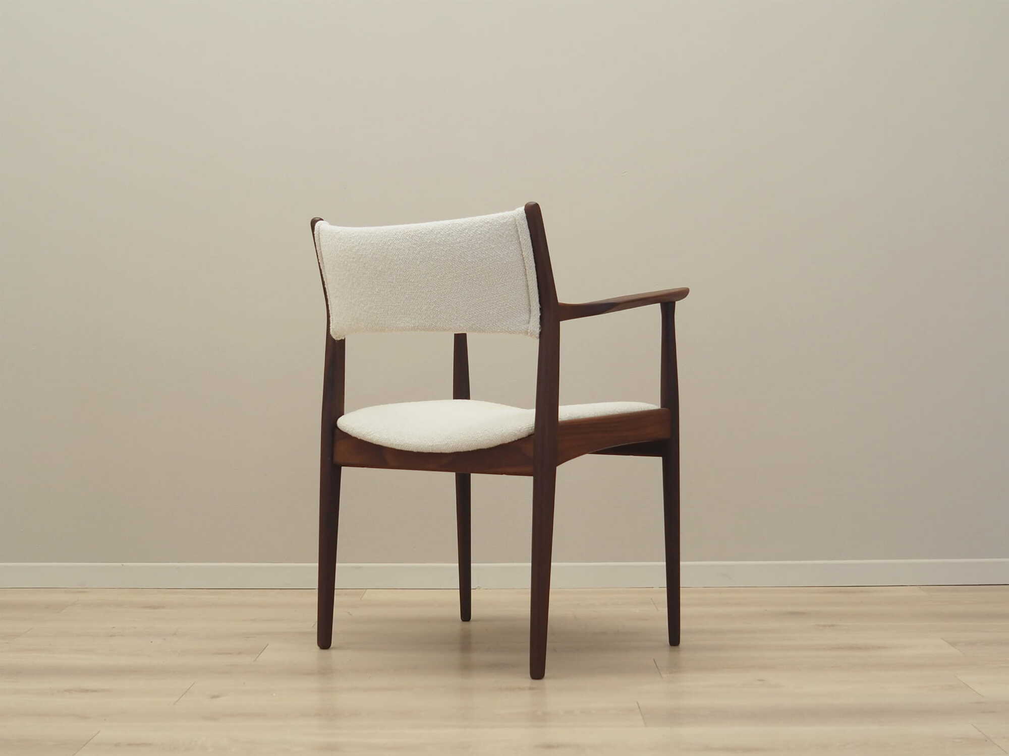 Vintage armchair Teak wood Textile Cream 1960s 5