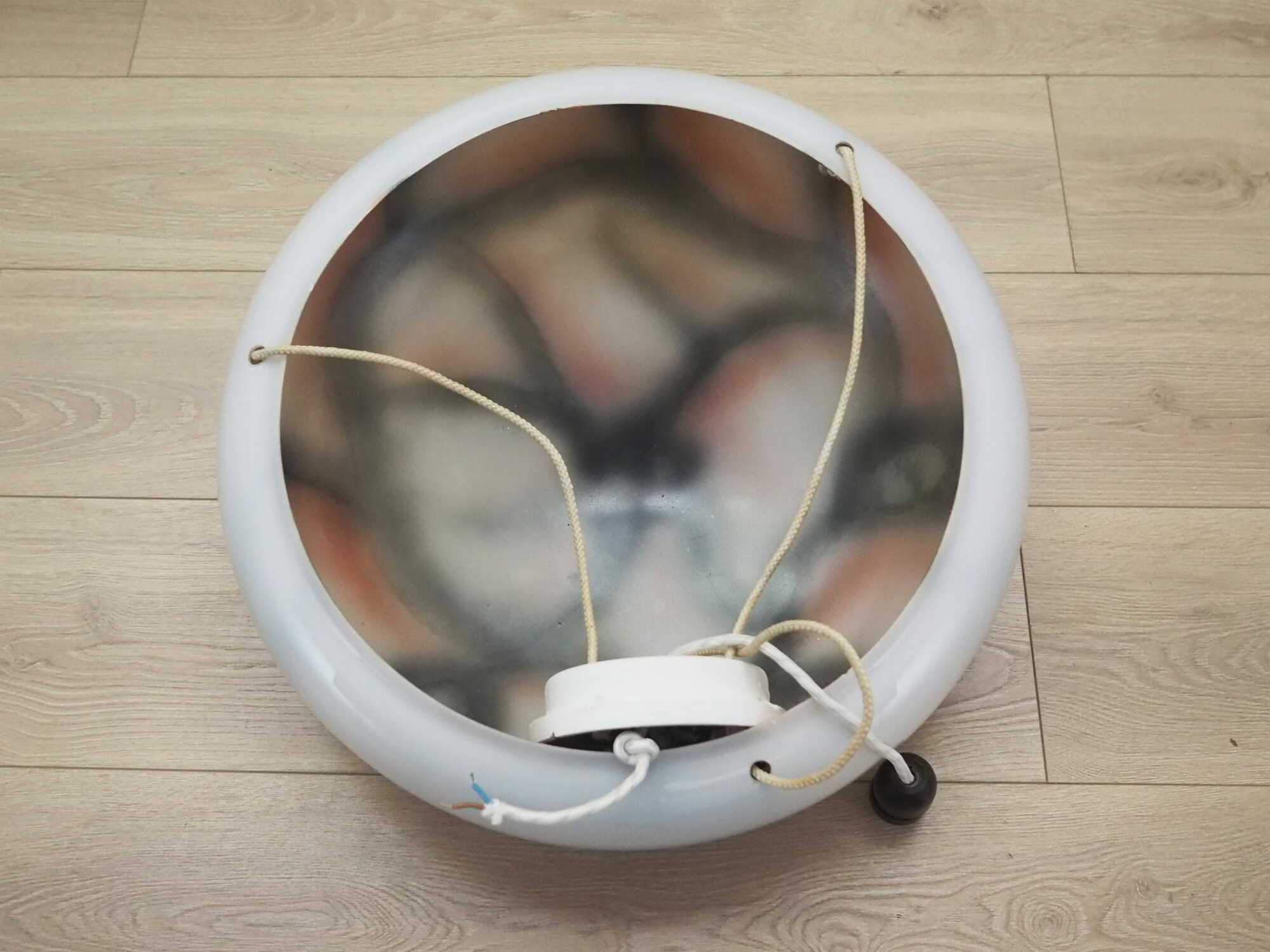 Vintage Pendant Lamp Glass White 1970s 7