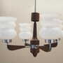 Vintage chandelier wood glass brown 1970s 1