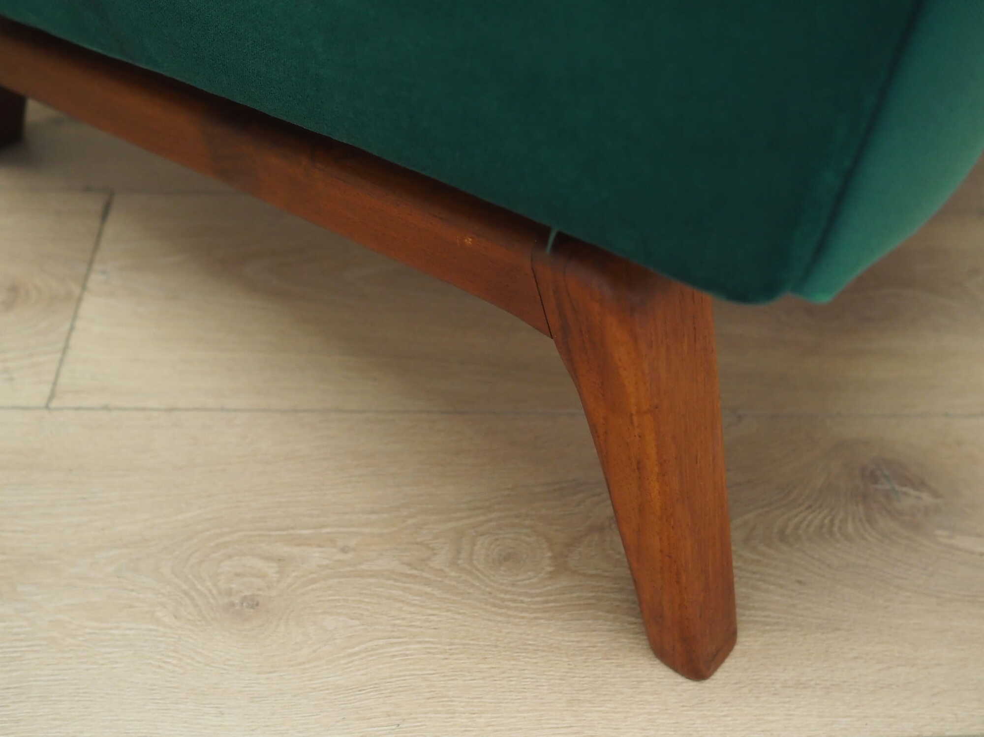 Vintage armchair velvet wood dark green 1970s 9
