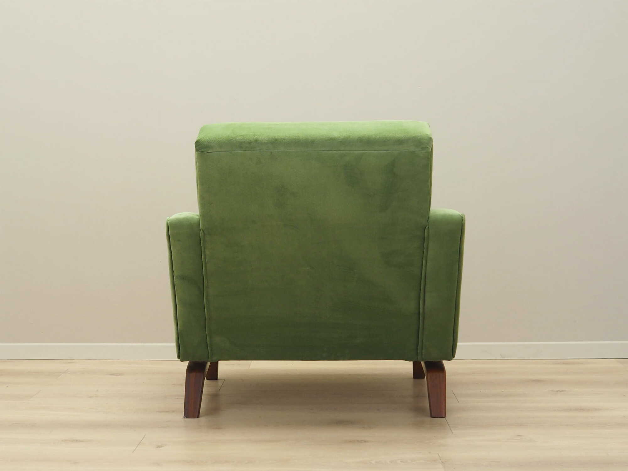 Vintage armchair velvet wood green 1970s 4