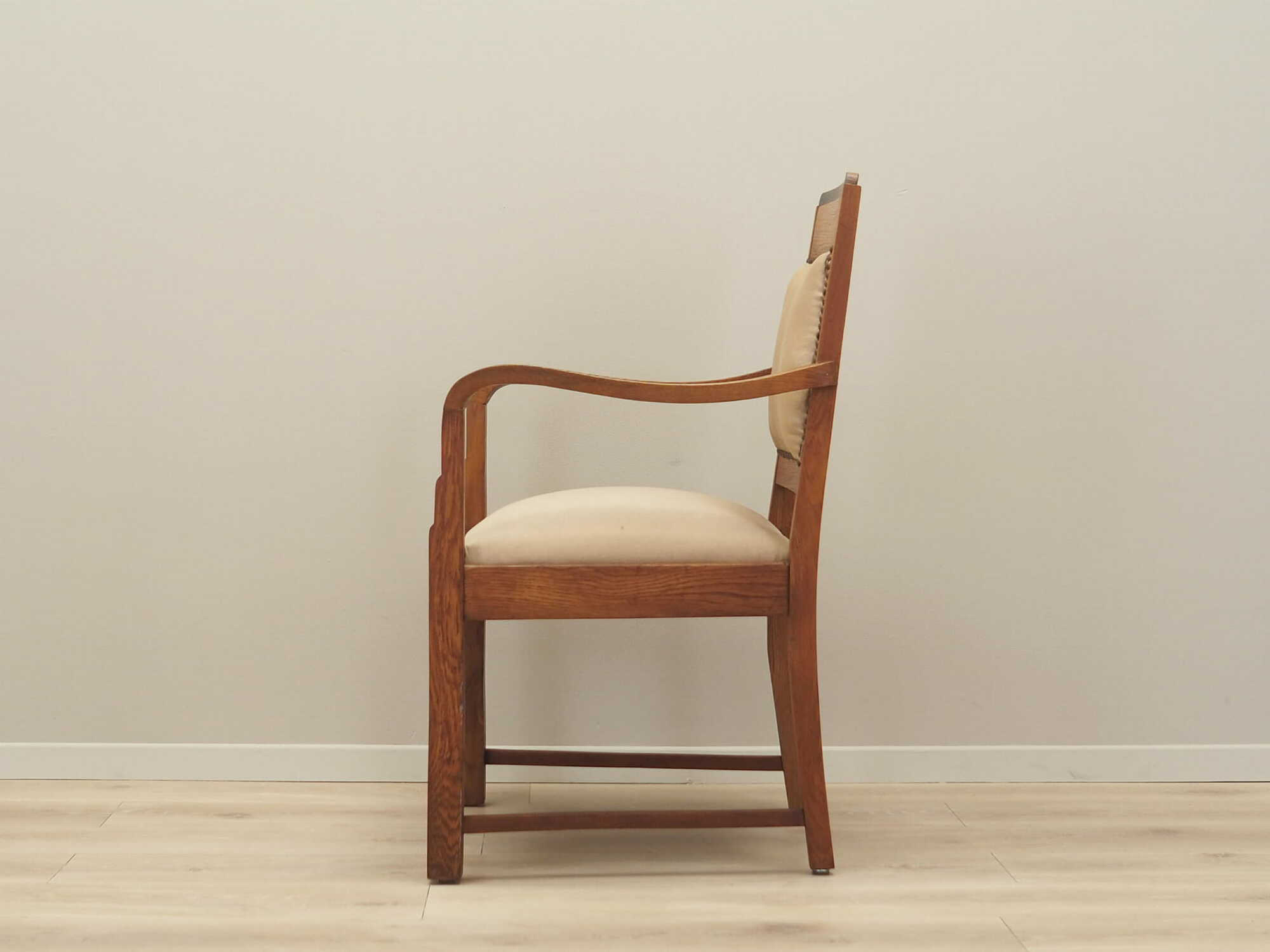 Vintage Armchair Oak Velvet Brown 1950s 3