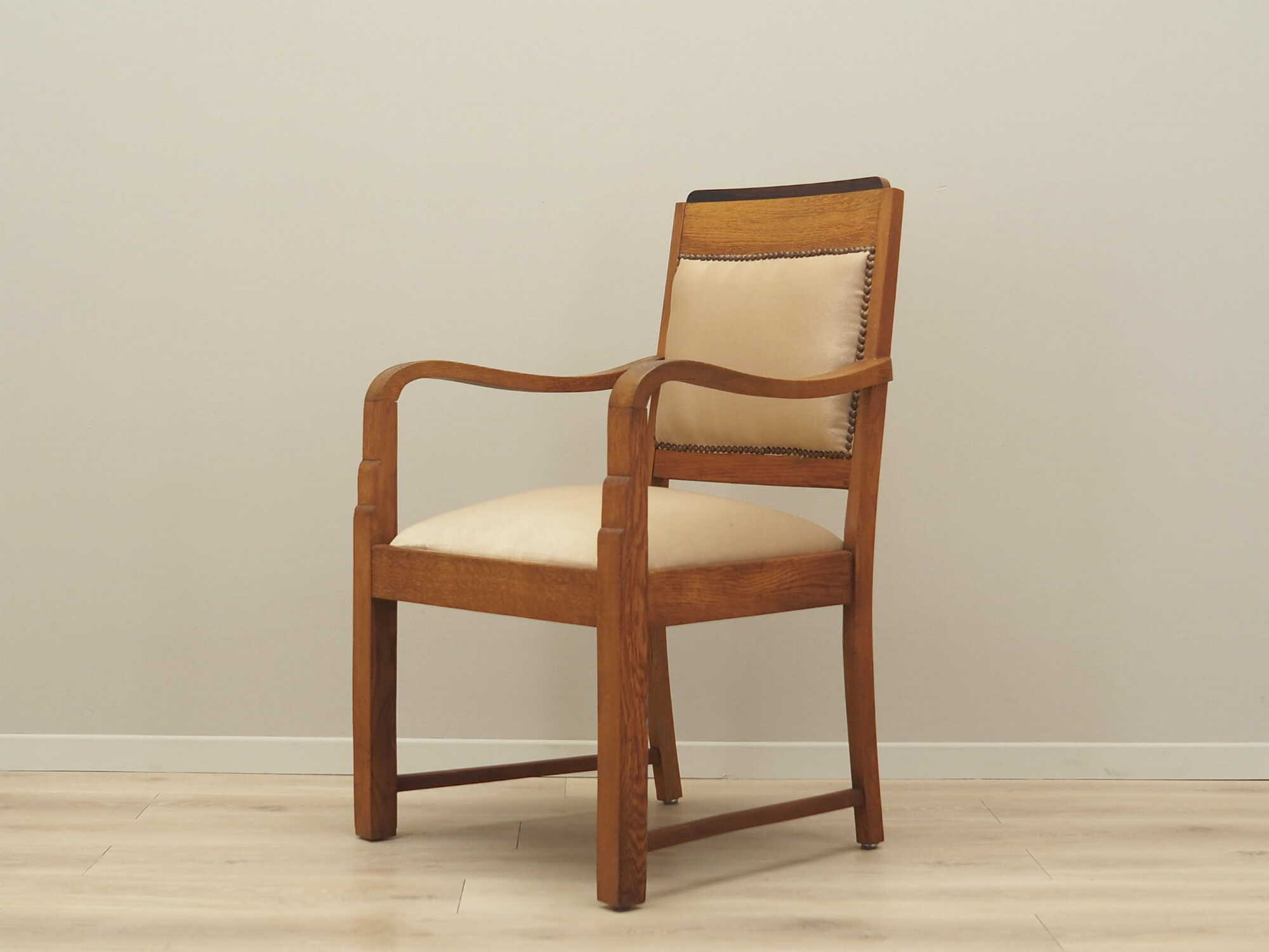 Vintage Armchair Oak Velvet Brown 1950s 2