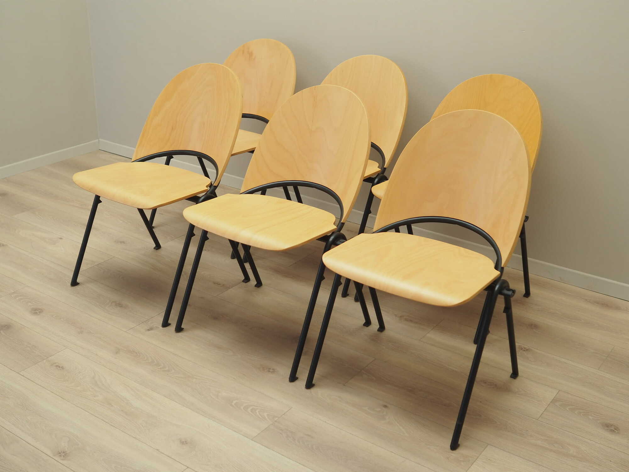 6x Vintage Chair Wood Metal Brown 1970s 3