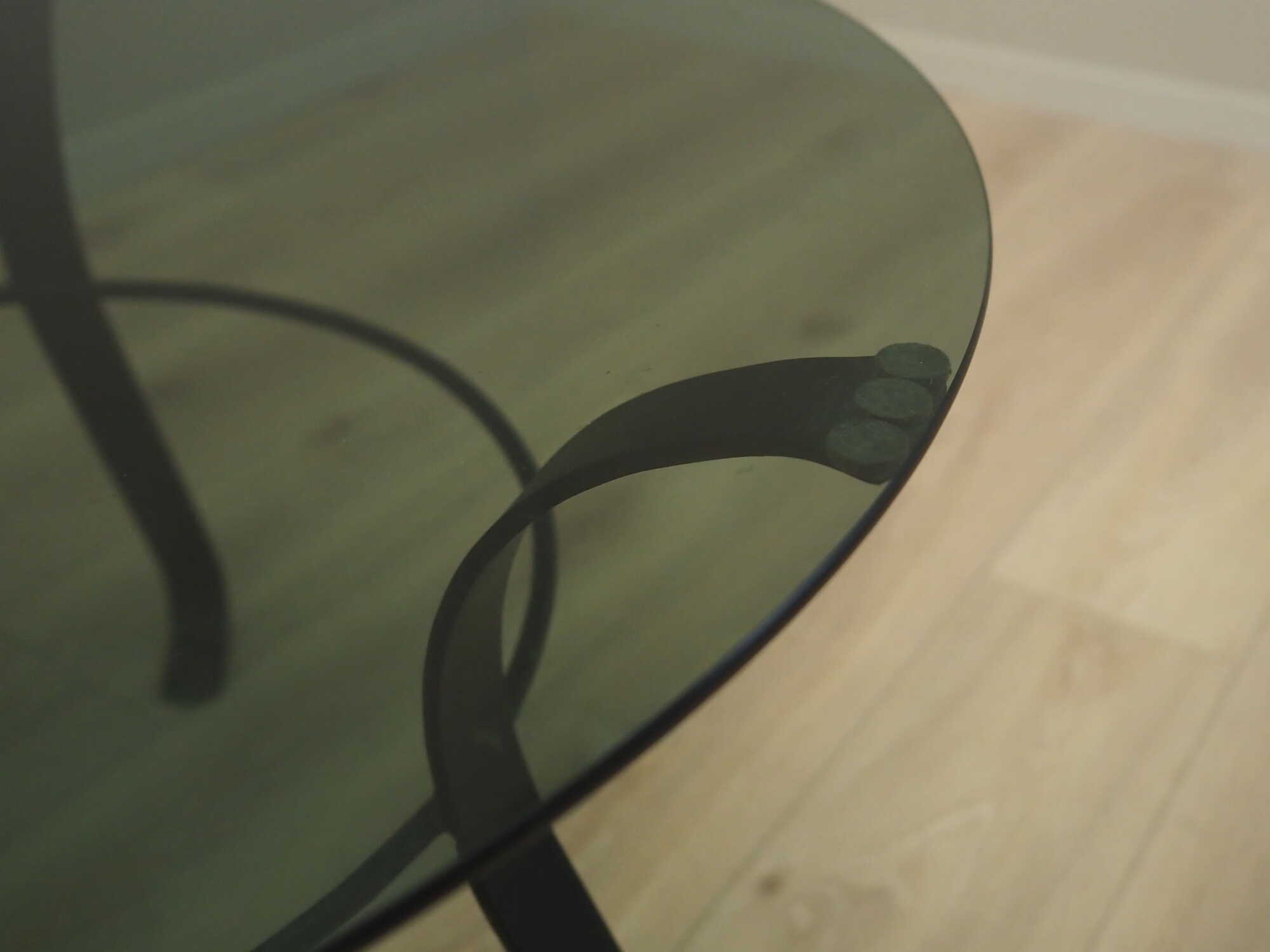 Vintage coffee table Glass Metal Grey 1970s 9