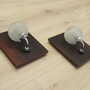 2x Wall lamp glass wood brown 1970s  4